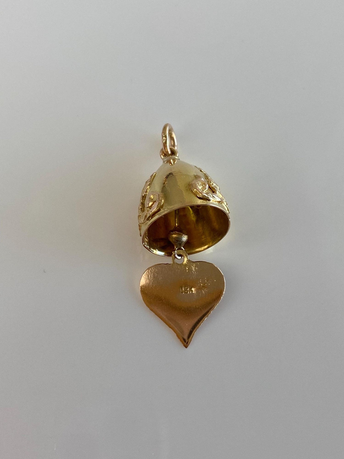 Vintage Solid 14k Yellow Gold Thai Bell Heart Charm