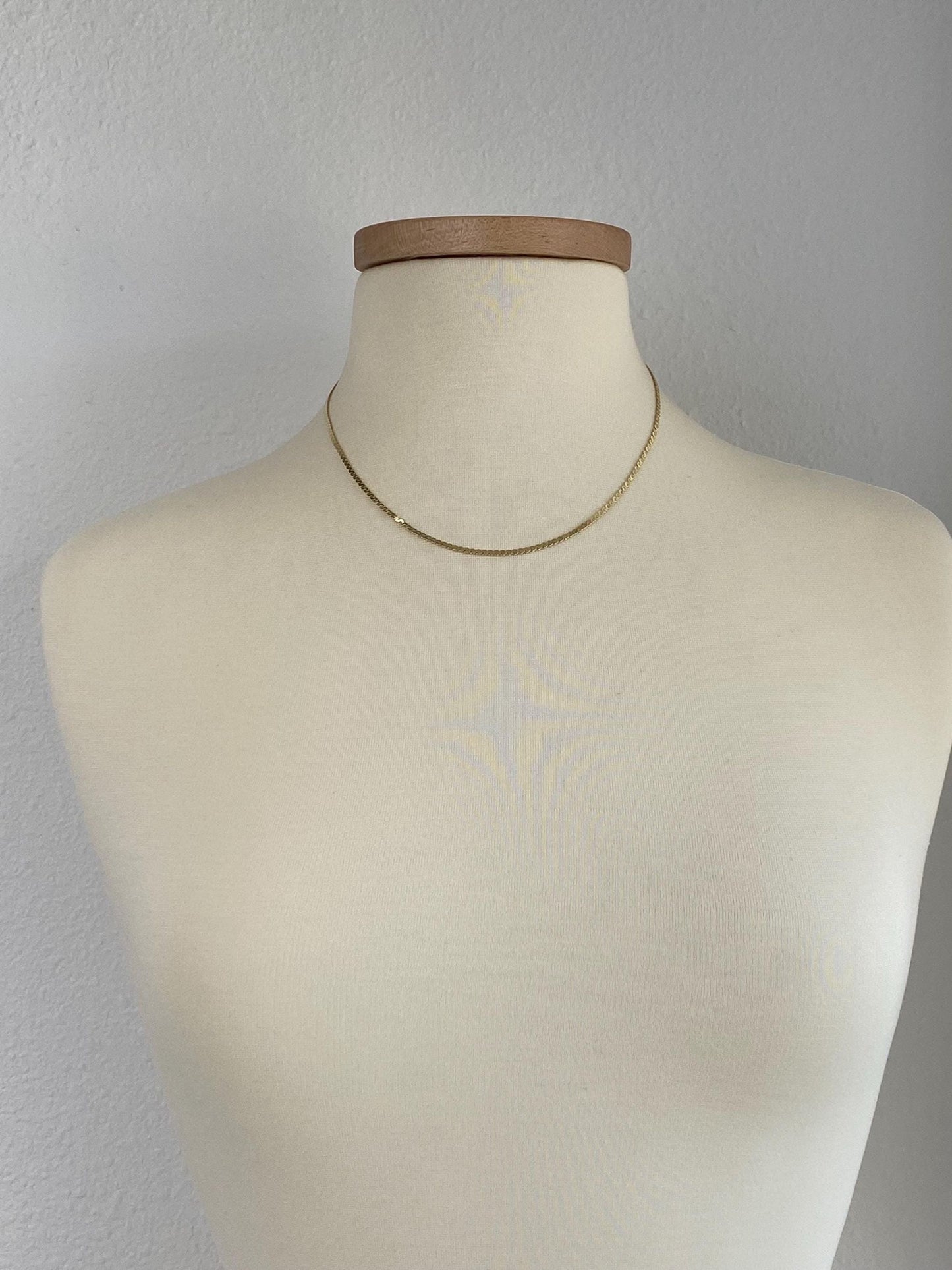 Vintage Solid 14k Yellow Gold Chunky Serpentine Chain Necklace - 18.25 inches