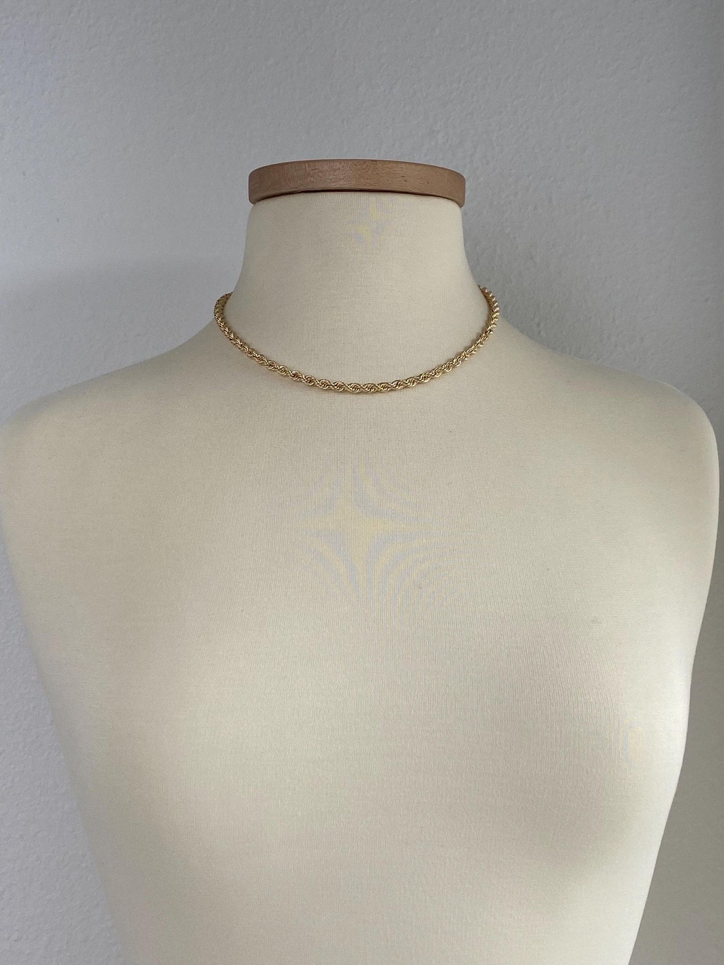 Vintage Solid 14k Yellow Gold Chunky Rope Chain Necklace - 17.75 inches
