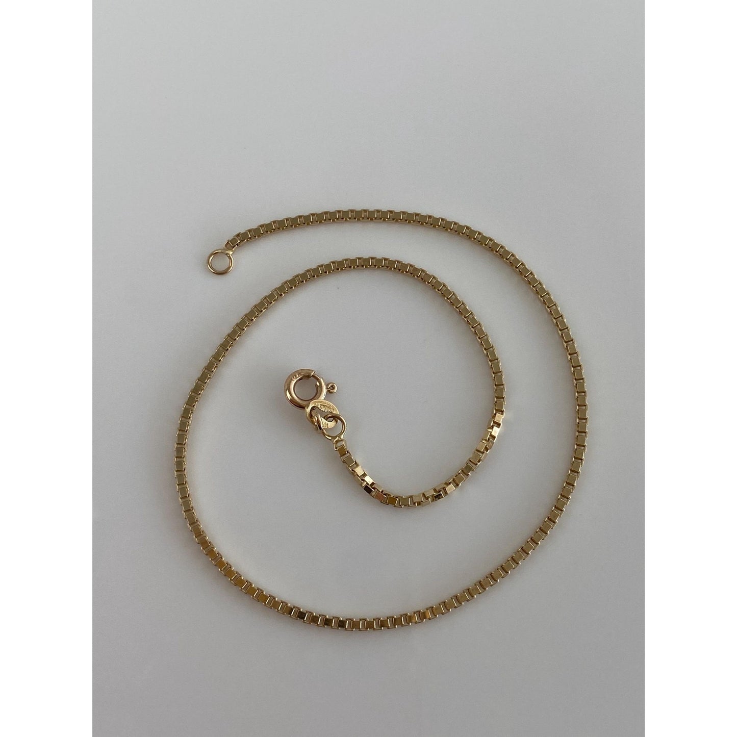 Vintage Solid 10k Yellow Gold Box Chain Anklet Bracelet - 9.25 inches
