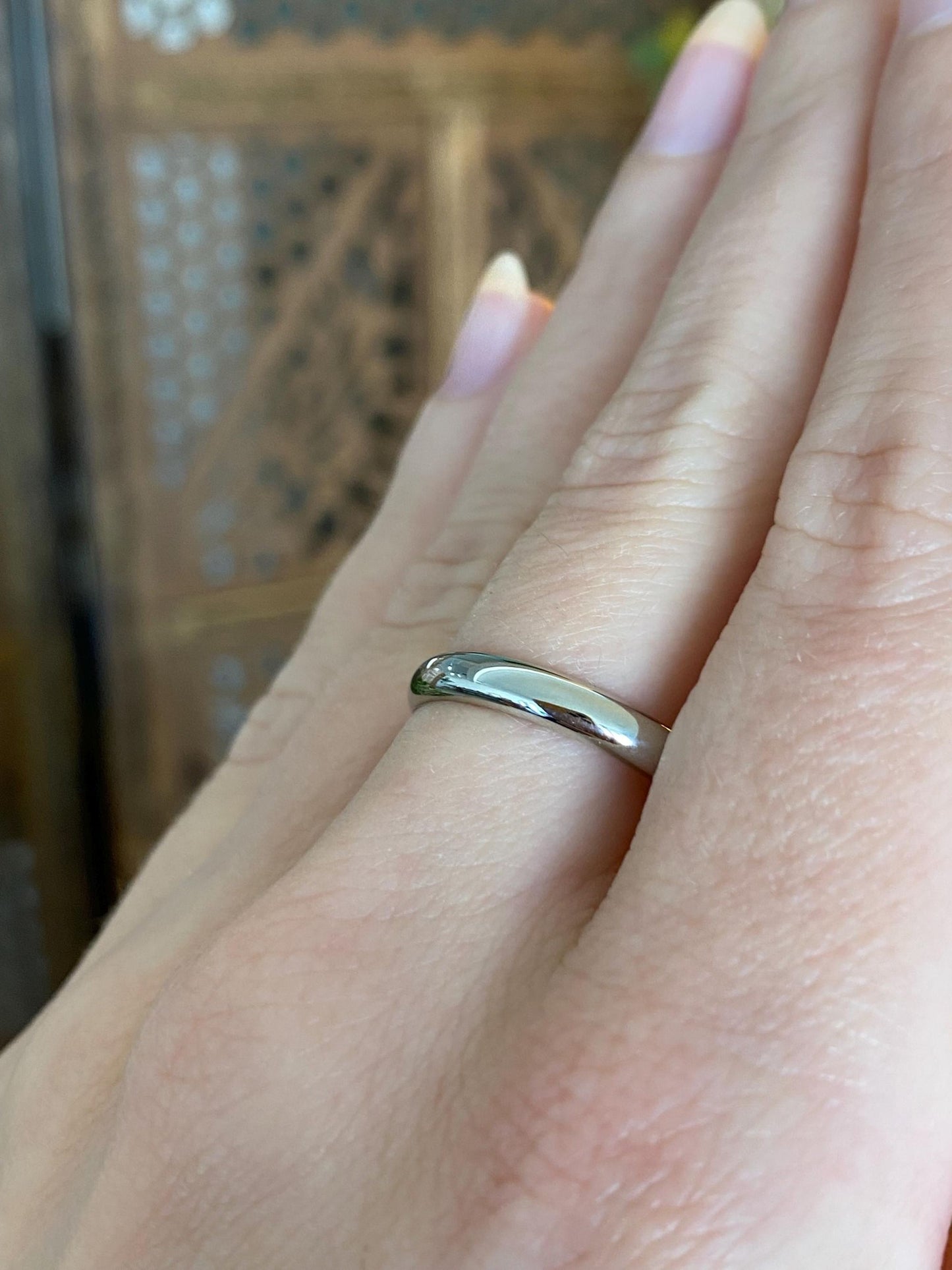 Vintage Solid 14k White Gold Ring Band - Size 8.25