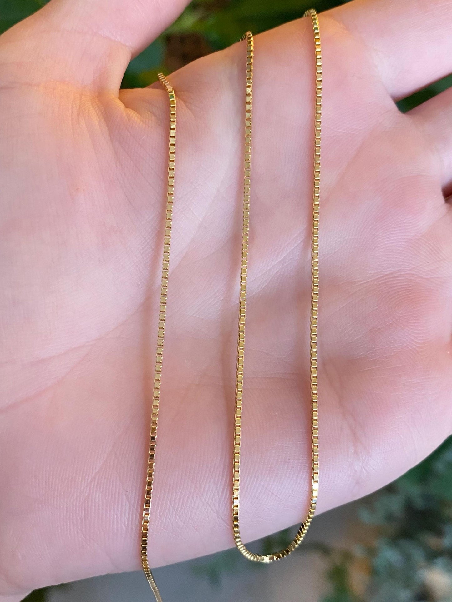 Vintage Solid 14k Yellow Gold Box Chain Necklace - 15.75 inches
