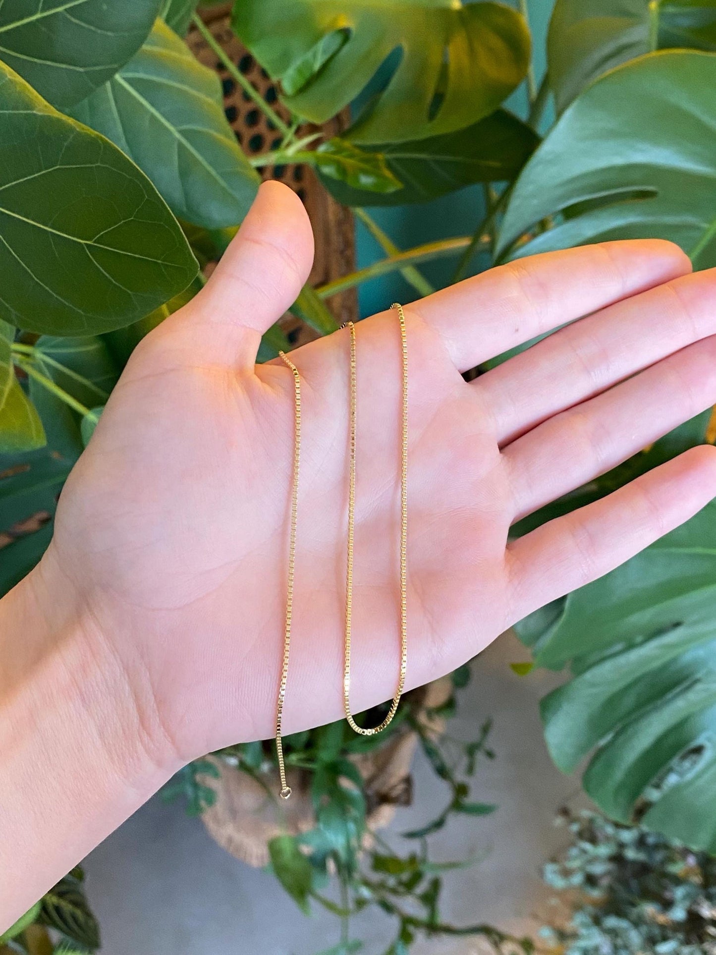 Vintage Solid 14k Yellow Gold Box Chain Necklace - 15.75 inches