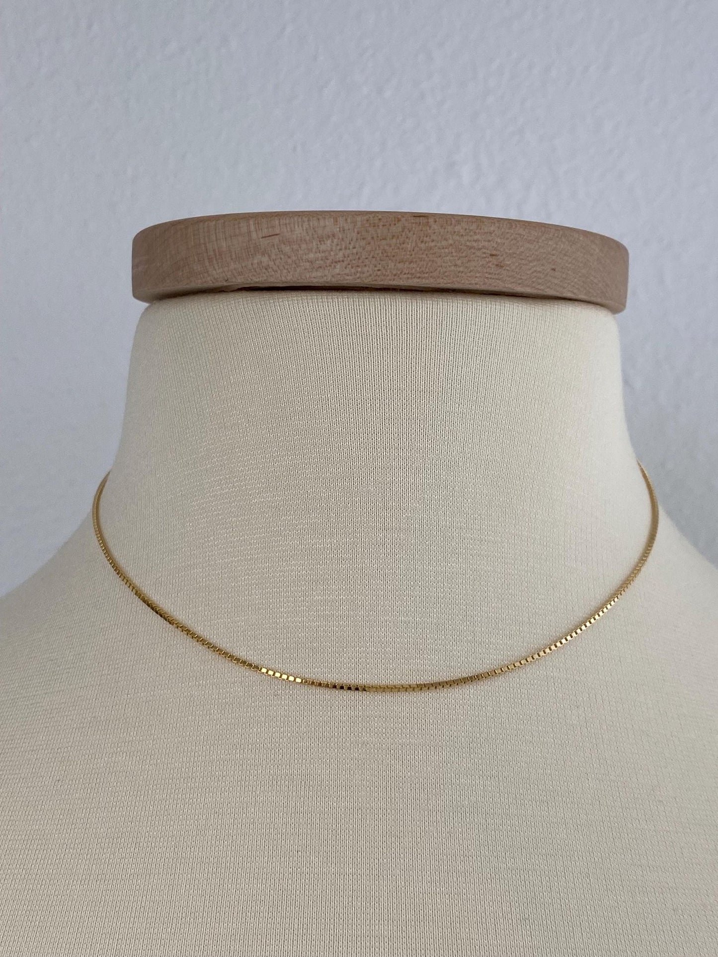 Vintage Solid 14k Yellow Gold Box Chain Necklace - 15.75 inches