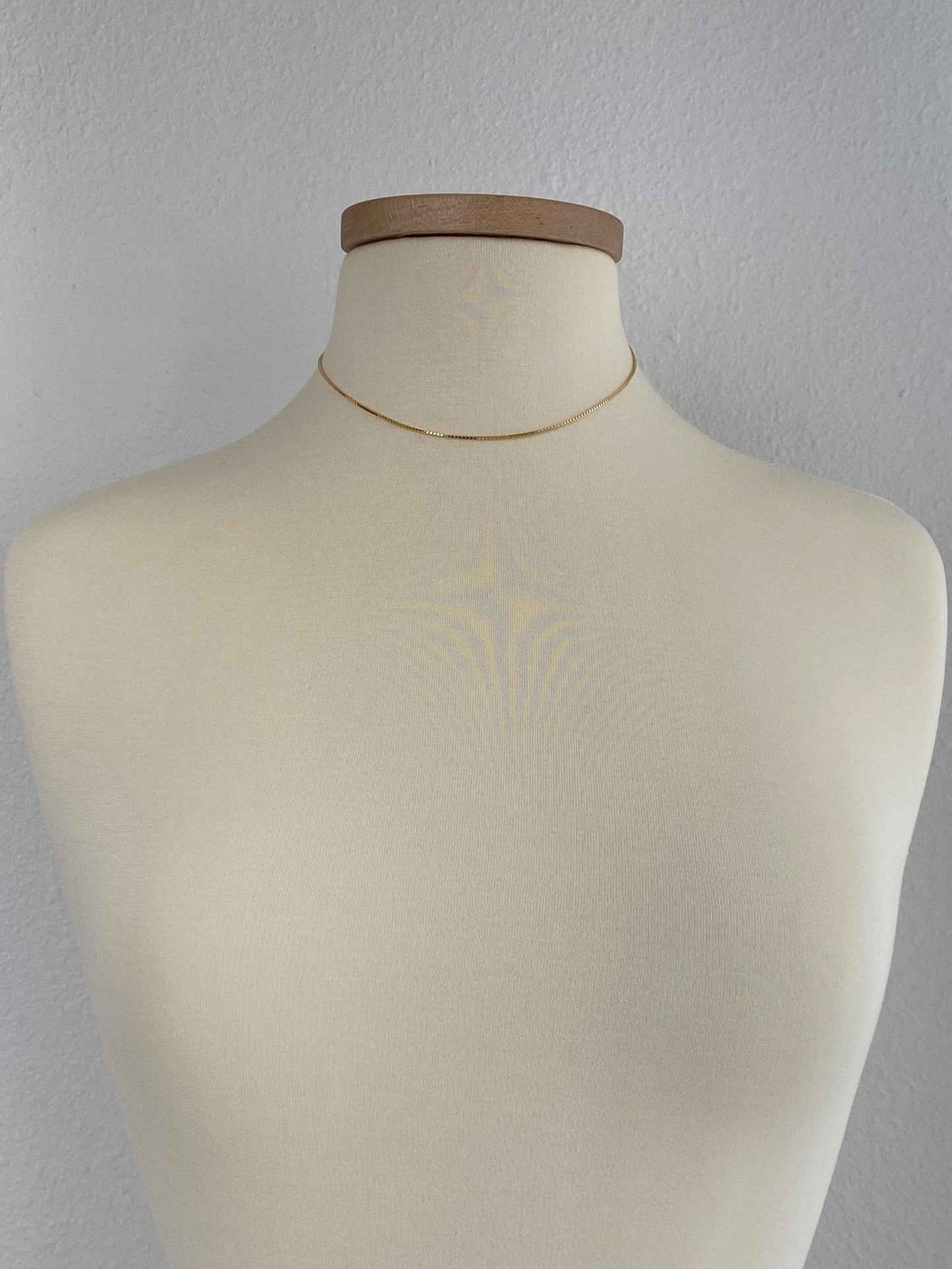 Vintage Solid 14k Yellow Gold Box Chain Necklace - 15.75 inches