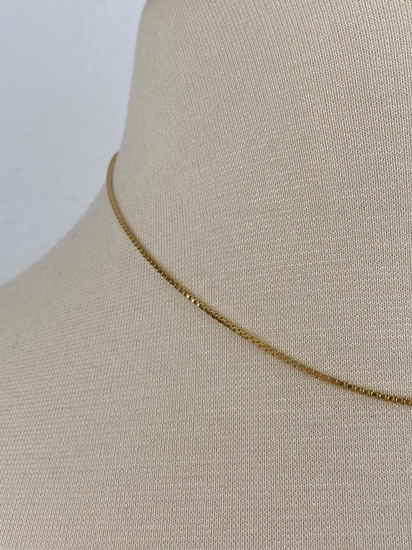 Vintage Solid 14k Yellow Gold Box Chain Necklace - 15.75 inches