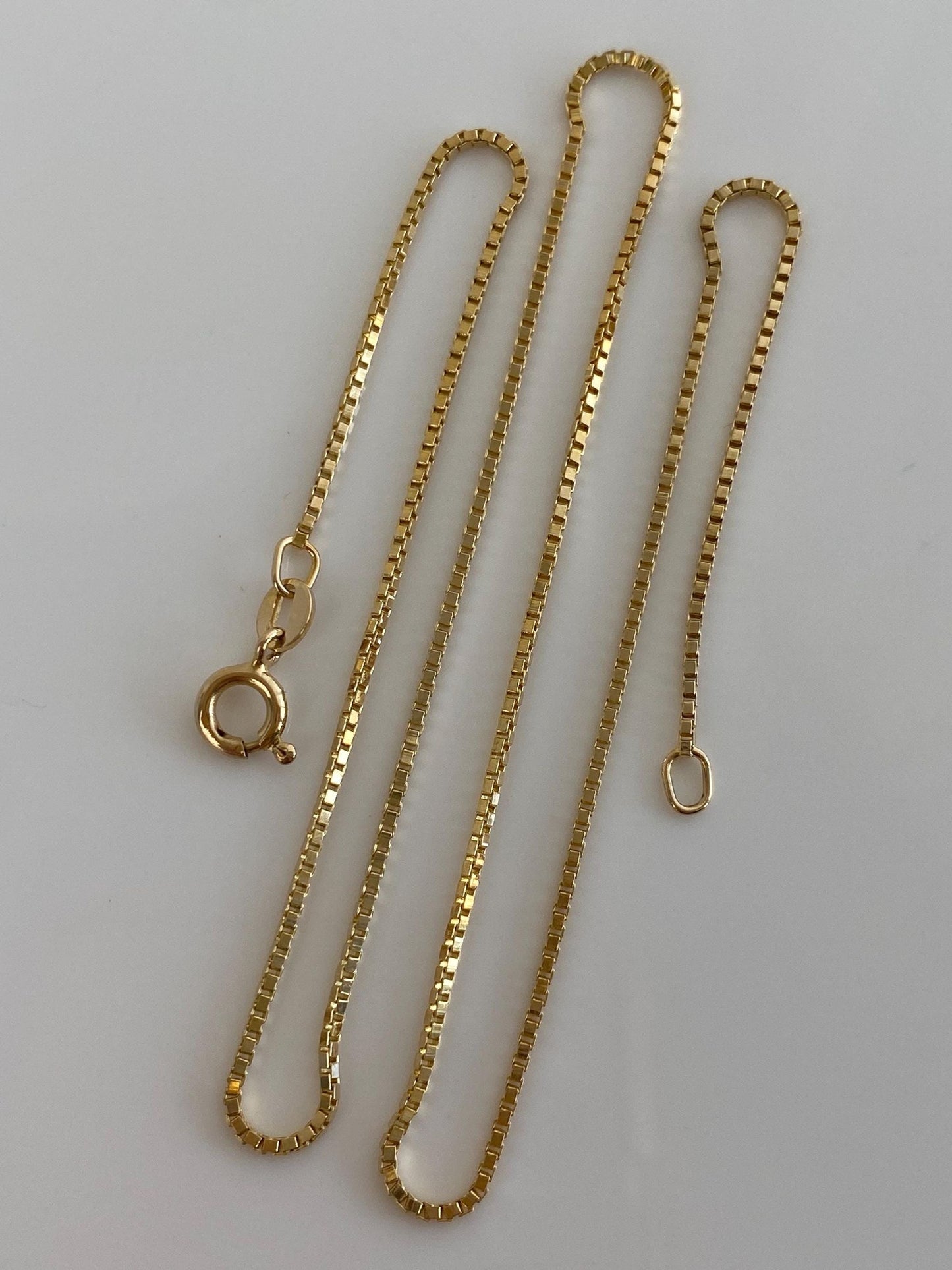 Vintage Solid 14k Yellow Gold Box Chain Necklace - 15.75 inches