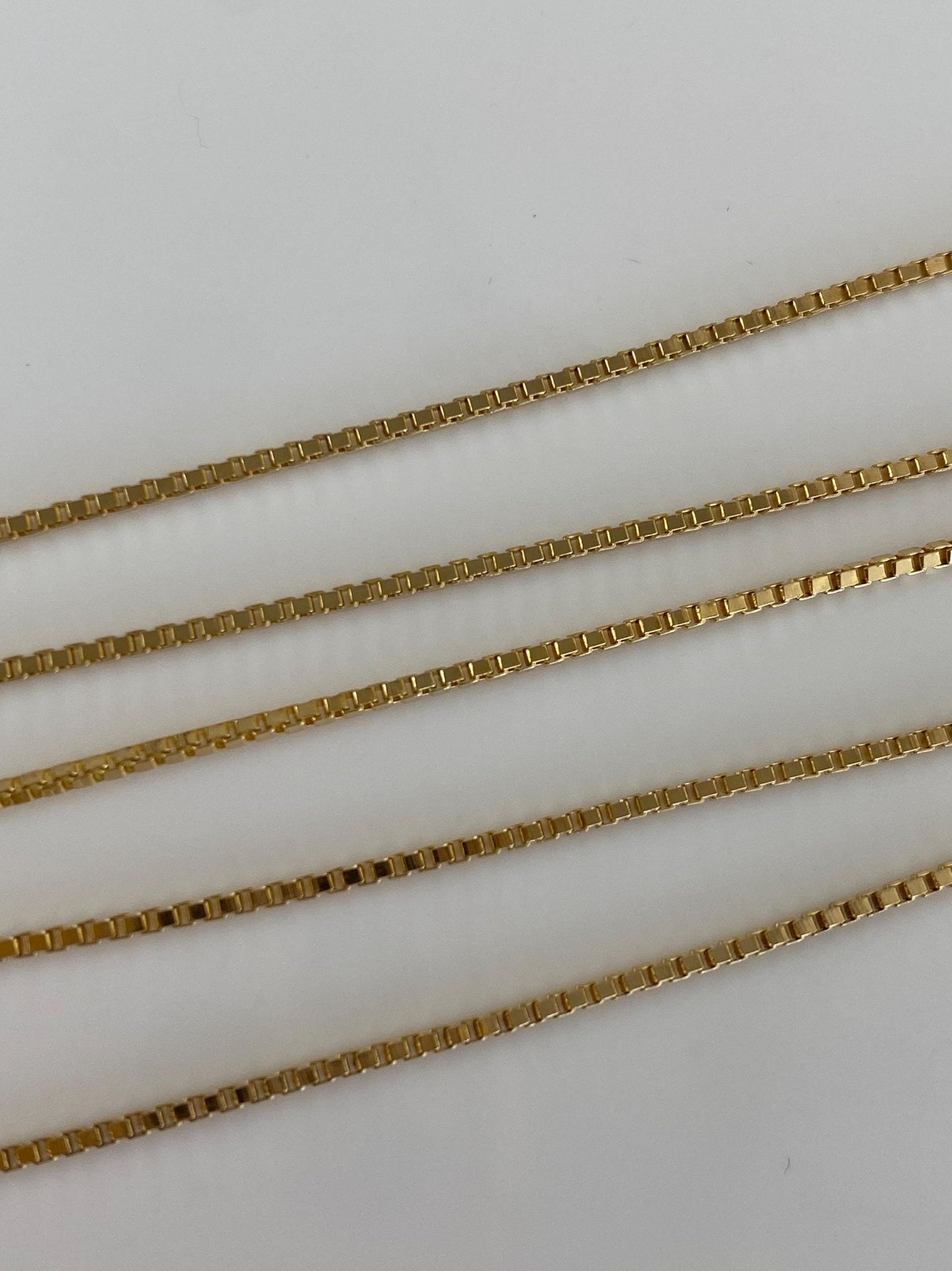 Vintage Solid 14k Yellow Gold Box Chain Necklace - 15.75 inches
