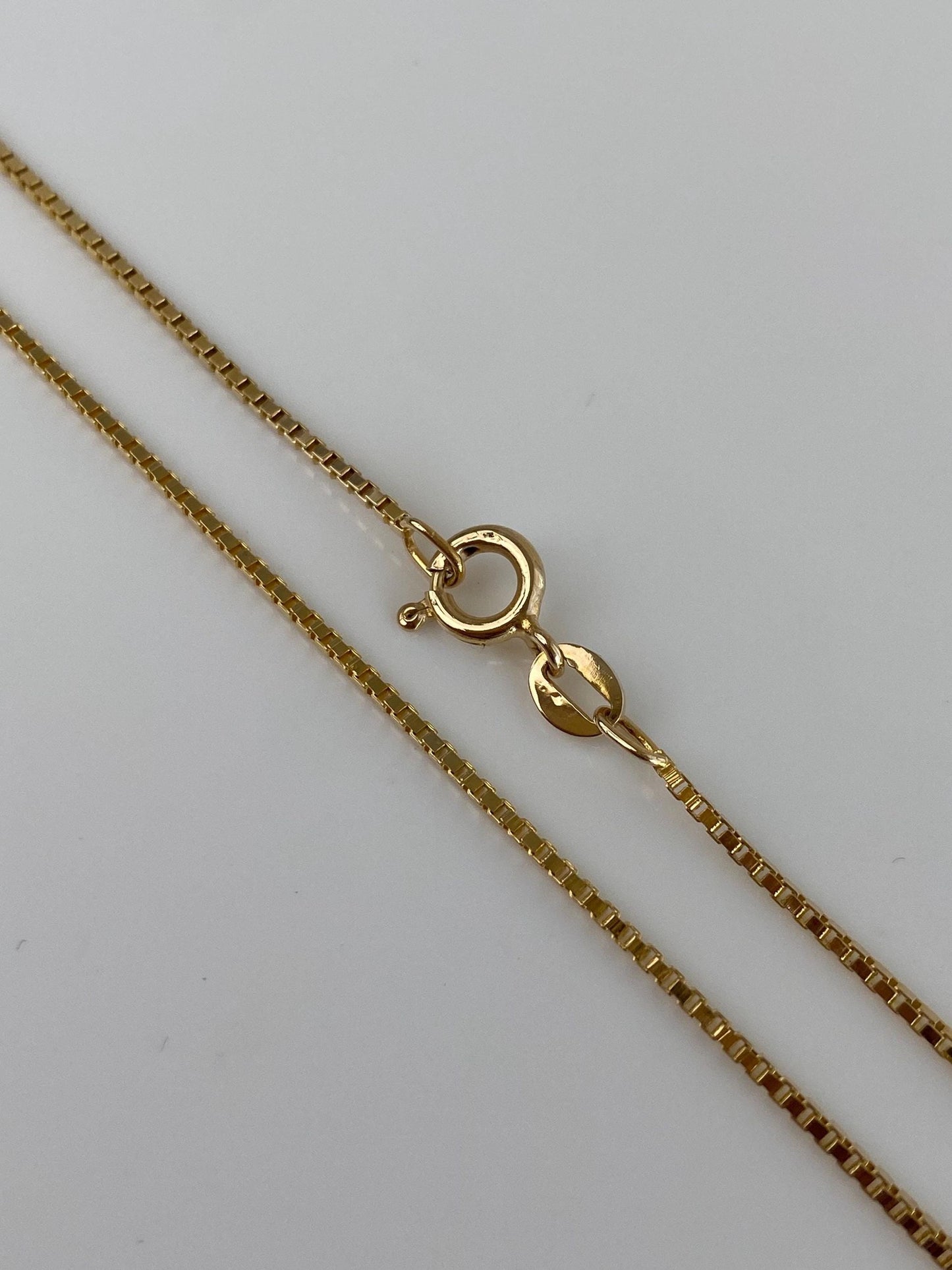 Vintage Solid 14k Yellow Gold Box Chain Necklace - 15.75 inches