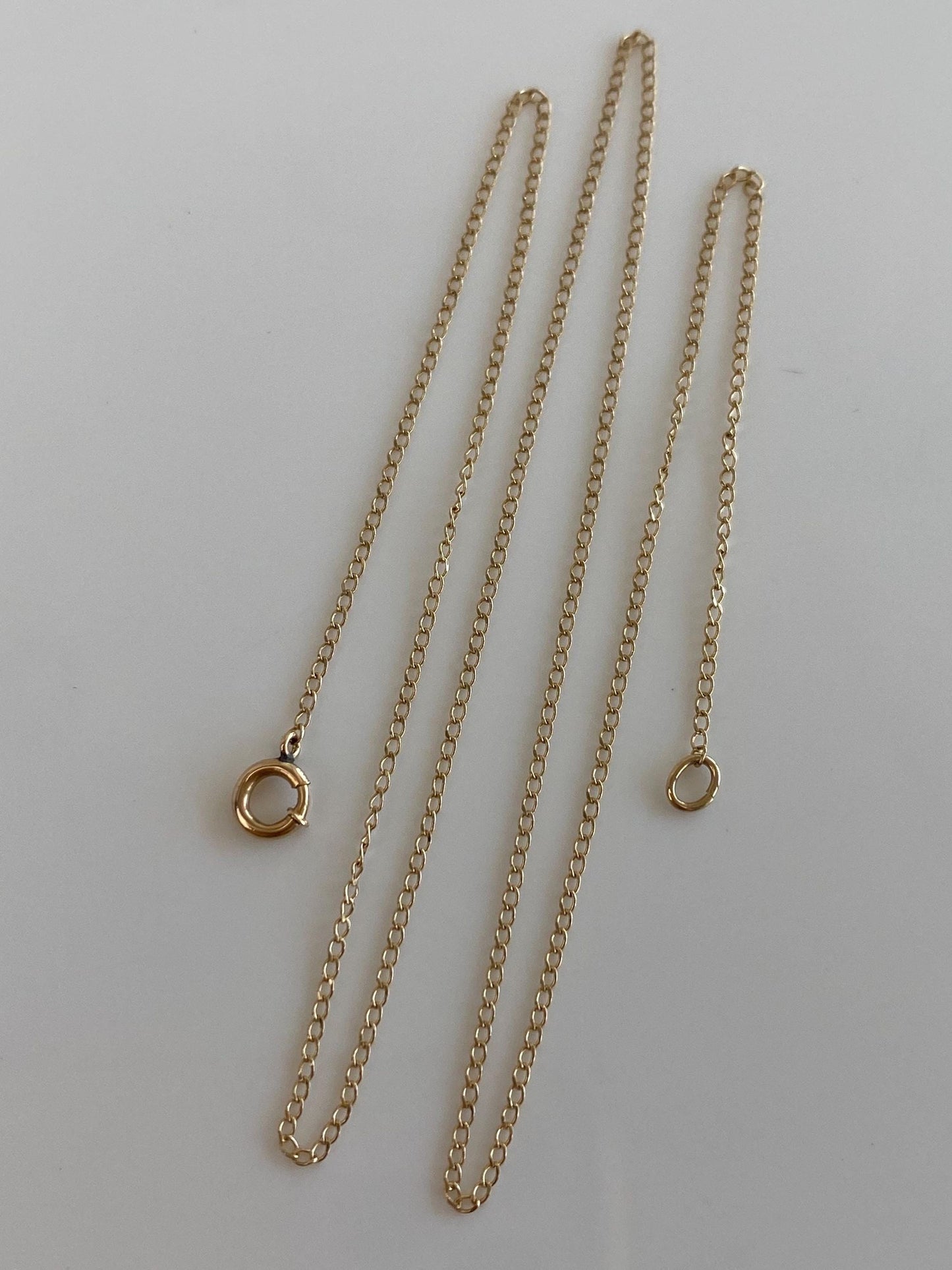 Vintage Solid 14k Yellow Gold Dainty Elongated Curb Chain Necklace - 15.25 inches