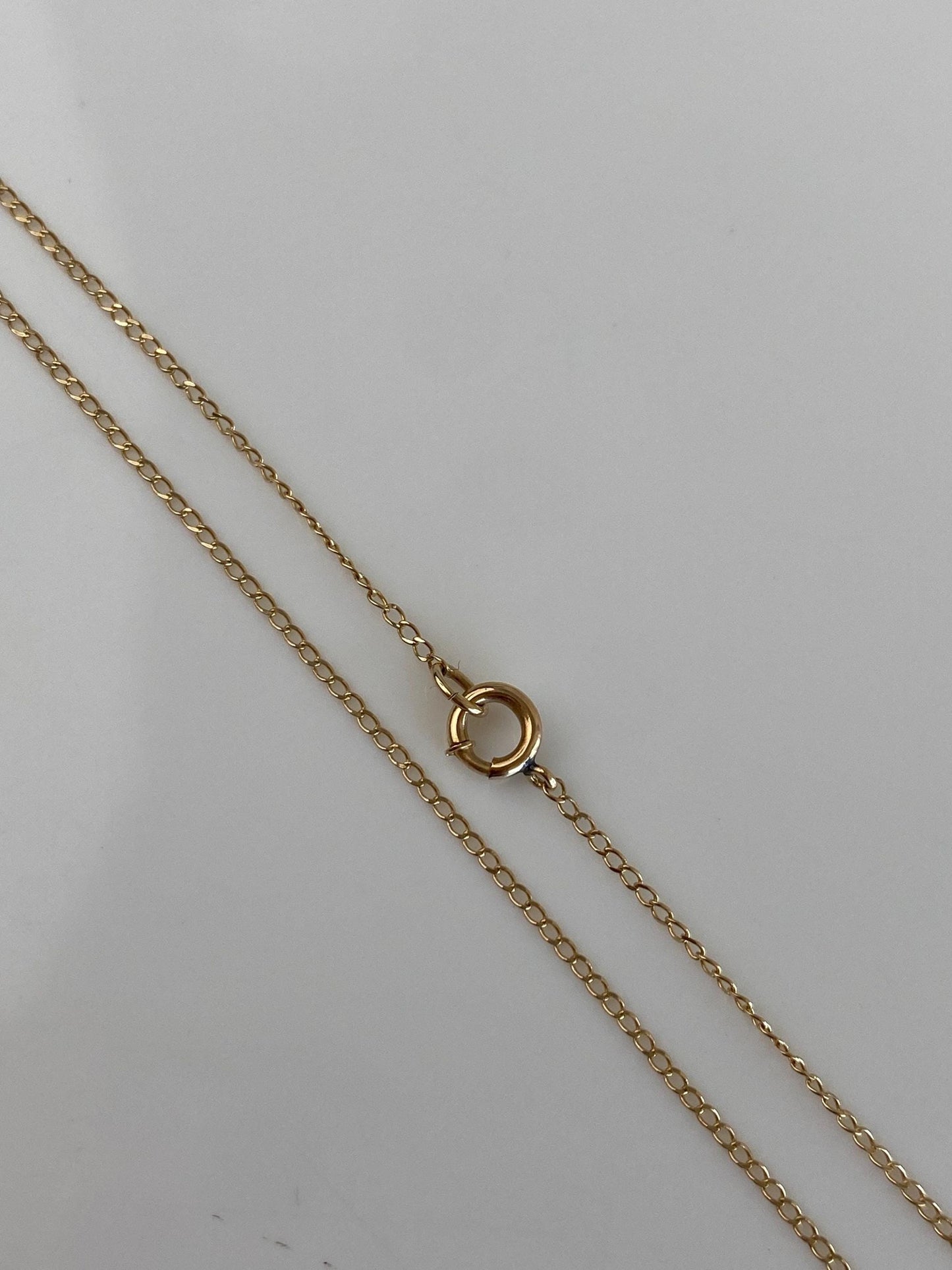 Vintage Solid 14k Yellow Gold Dainty Elongated Curb Chain Necklace - 15.25 inches