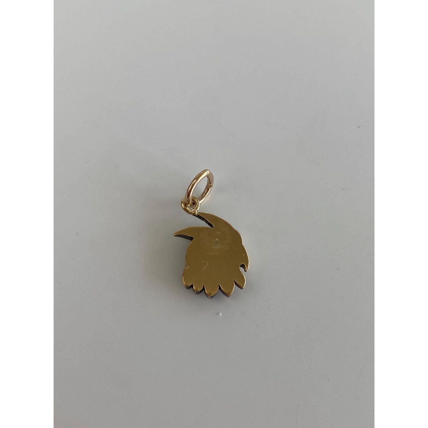 Vintage Solid 18k Yellow Gold Clear Sapphire Red Stone Parrot Head Charm