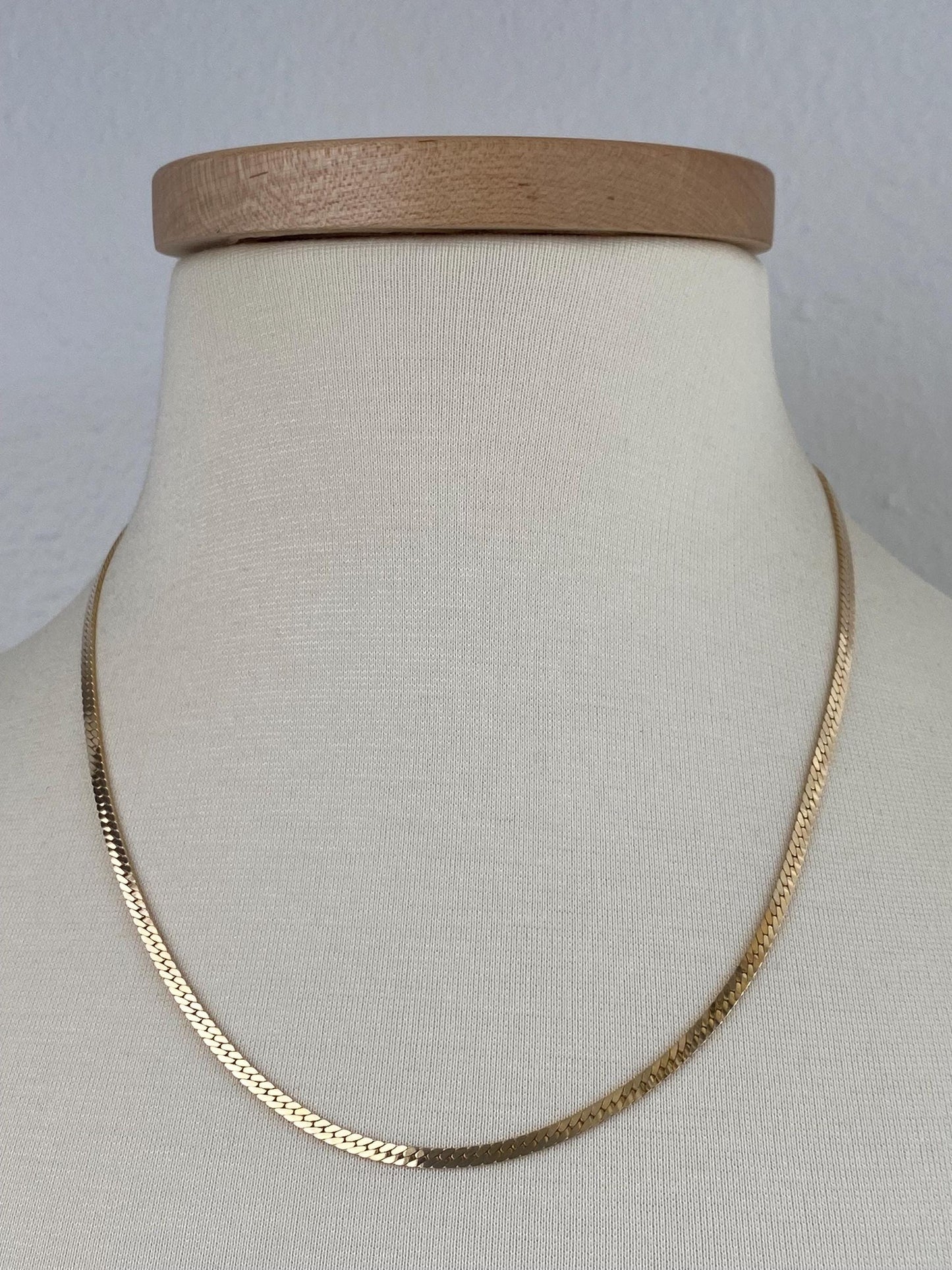 Vintage Solid 14k Yellow Gold Herringbone Chain Necklace - 20 inches