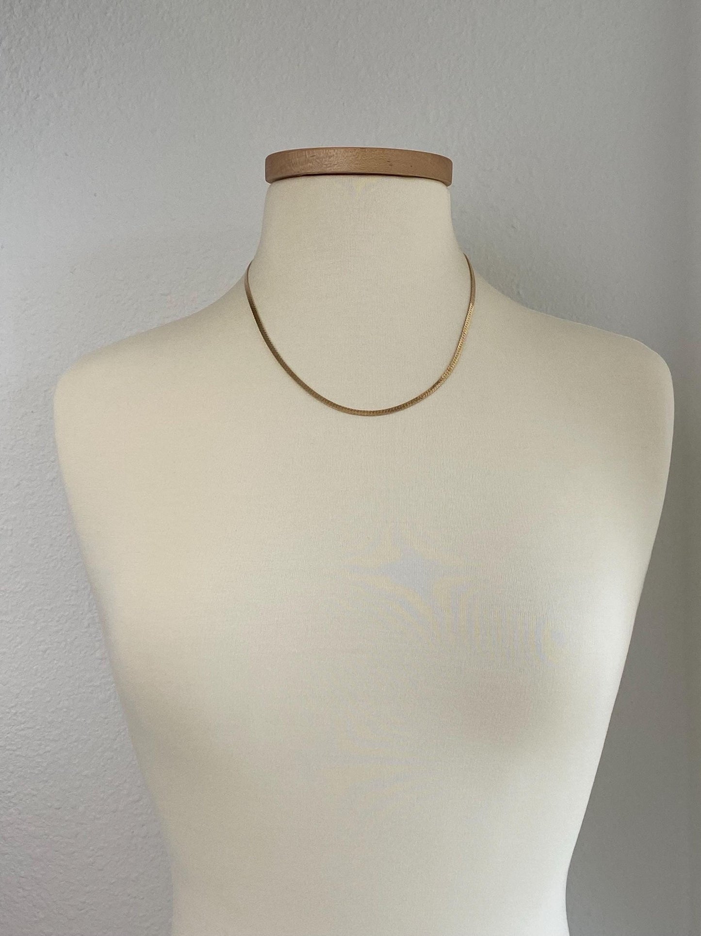 Vintage Solid 14k Yellow Gold Herringbone Chain Necklace - 20 inches