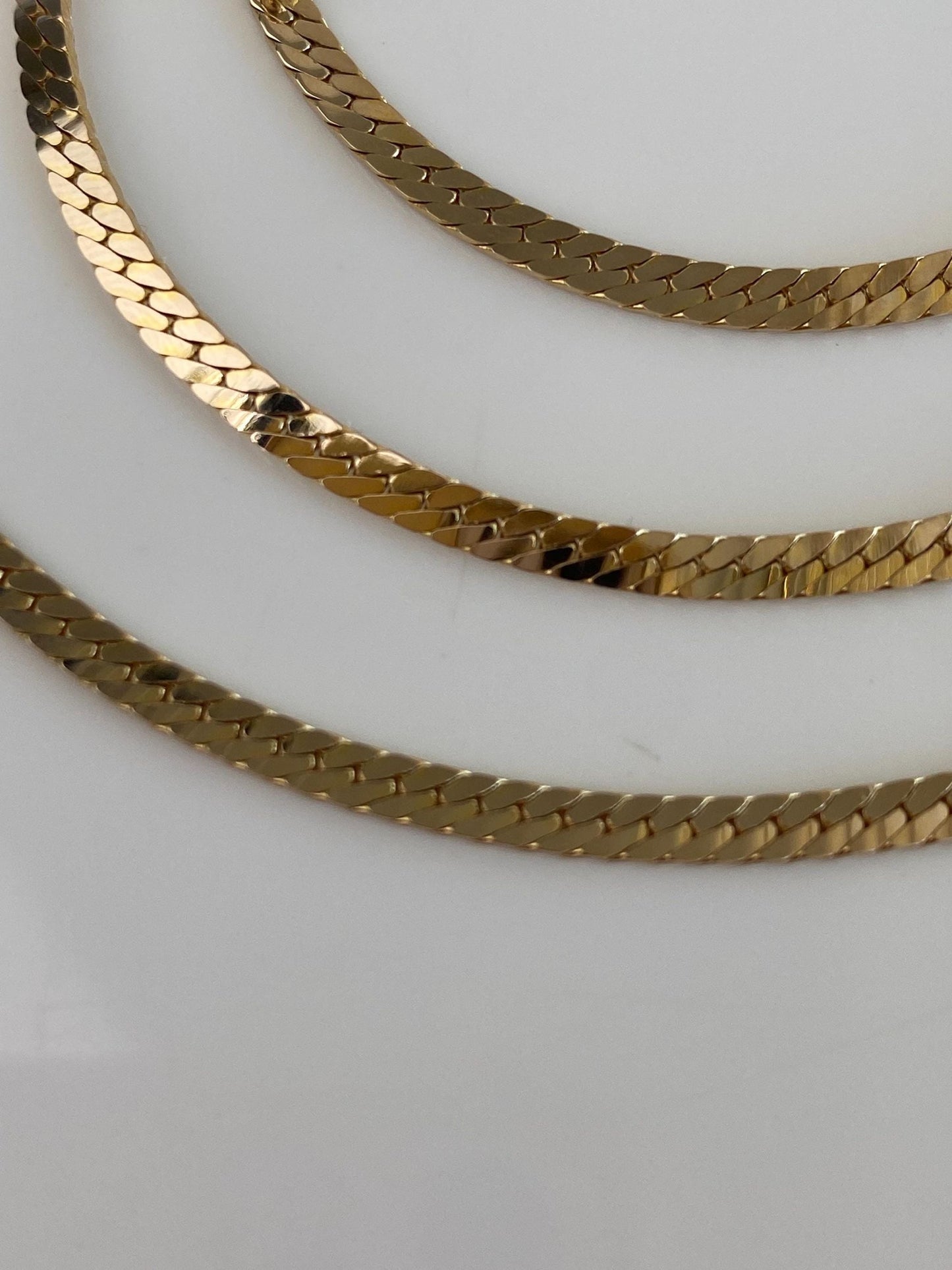 Vintage Solid 14k Yellow Gold Herringbone Chain Necklace - 20 inches