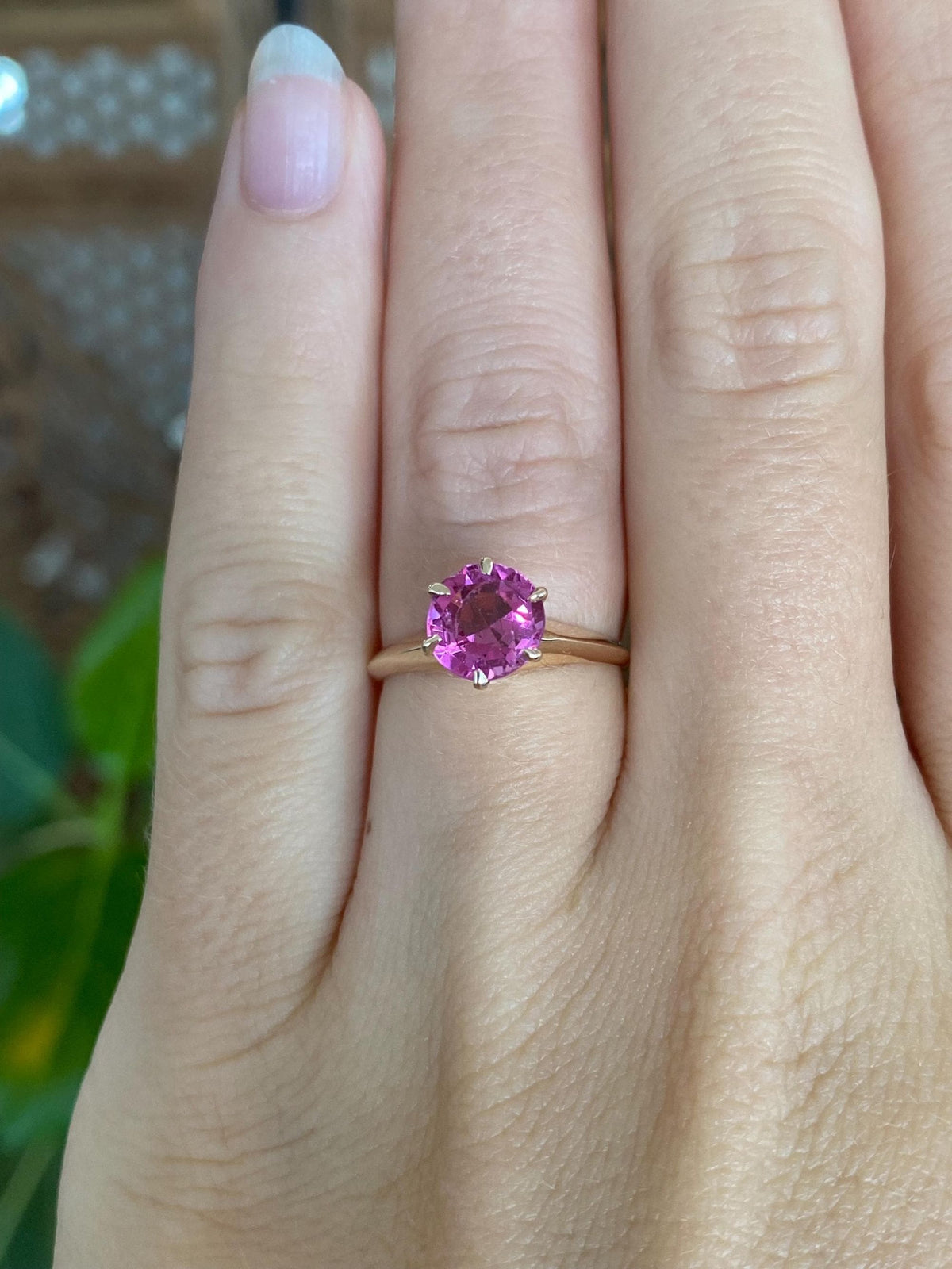 Vintage Solid 10k Rosey Gold Pink Cubic Zirconia Ring - Size 5.25