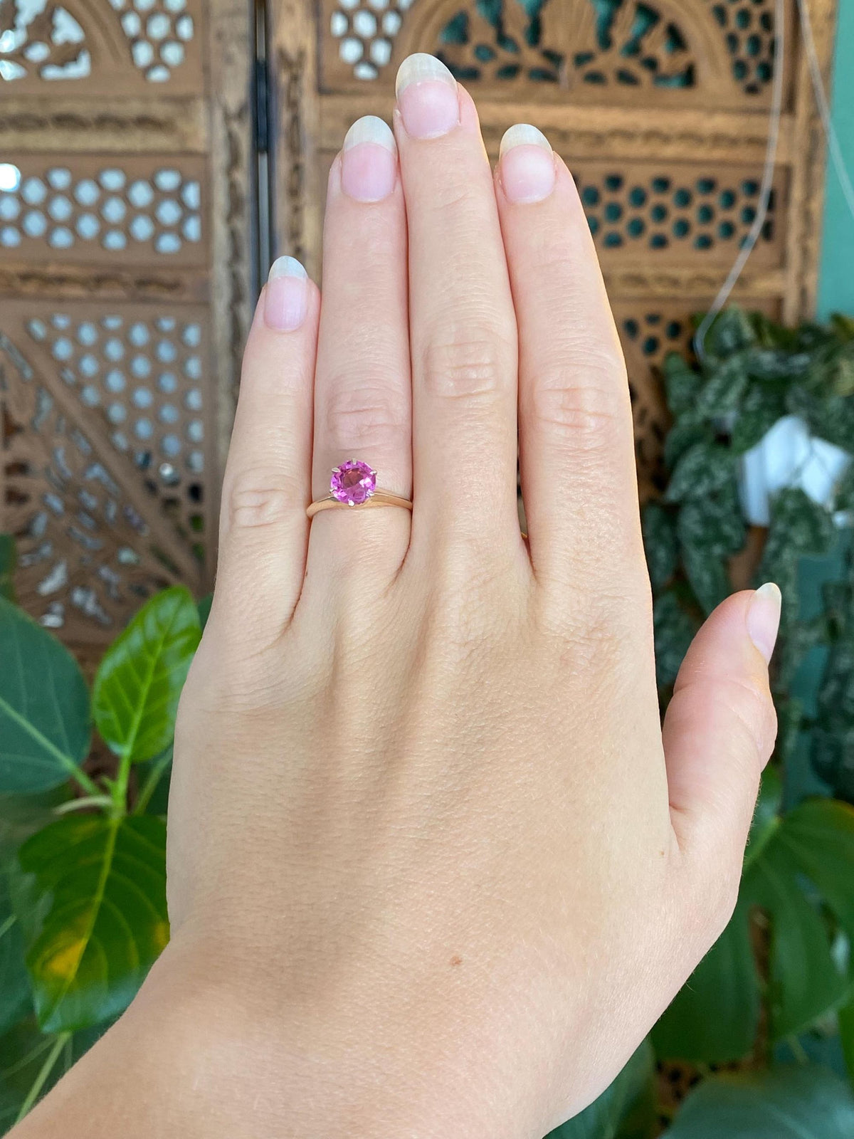 Vintage Solid 10k Rosey Gold Pink Cubic Zirconia Ring - Size 5.25