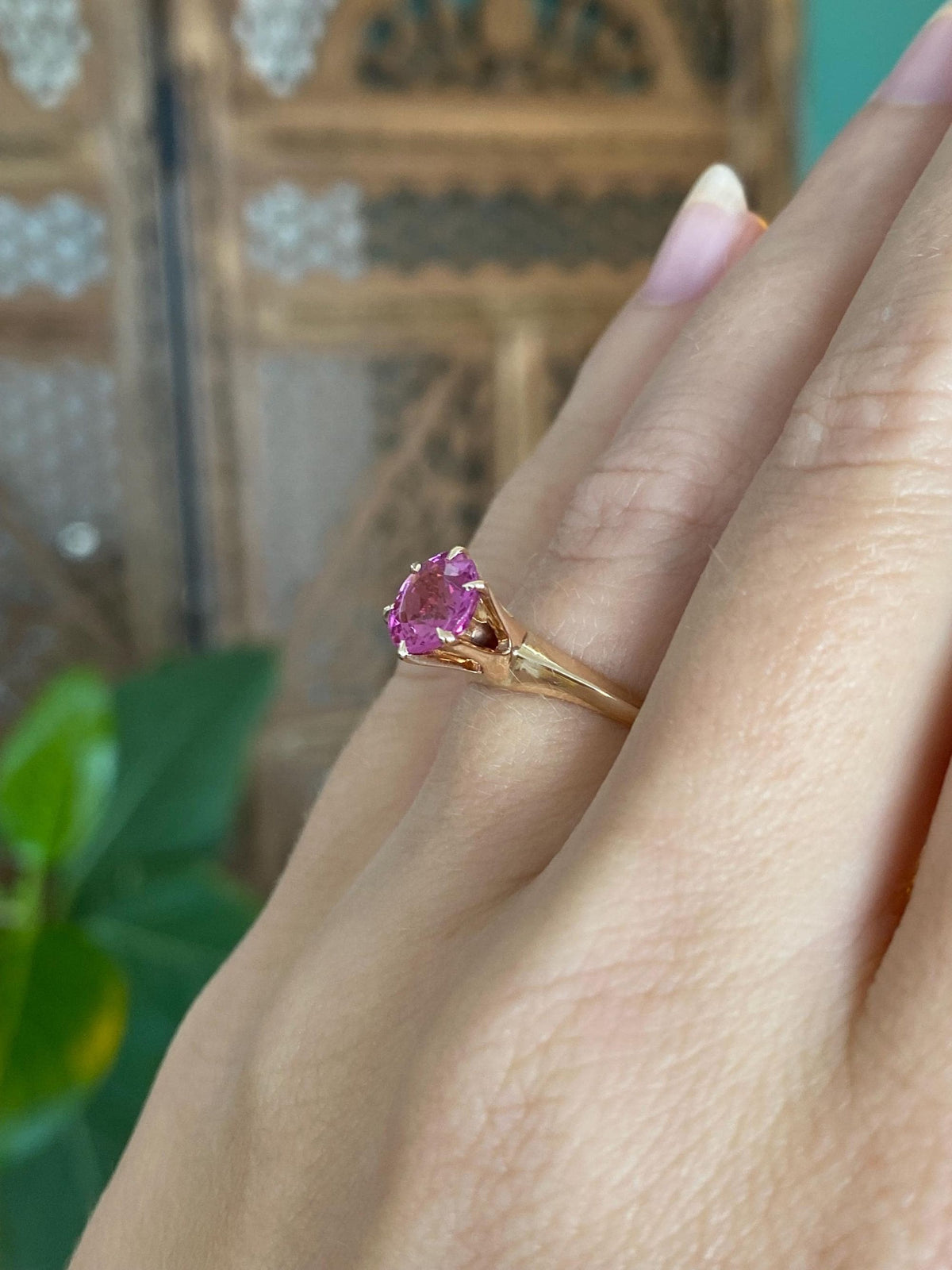 Vintage Solid 10k Rosey Gold Pink Cubic Zirconia Ring - Size 5.25