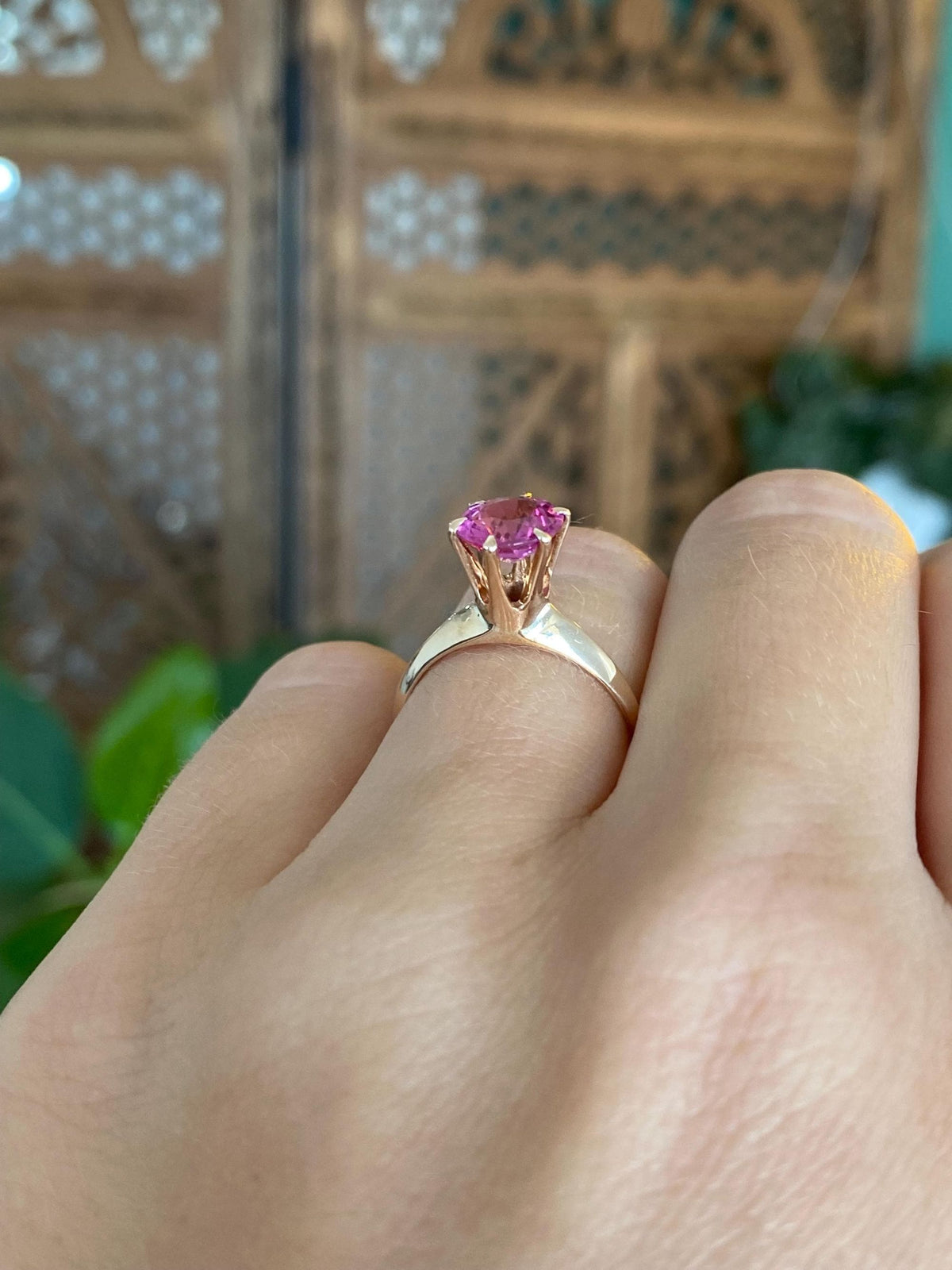 Vintage Solid 10k Rosey Gold Pink Cubic Zirconia Ring - Size 5.25