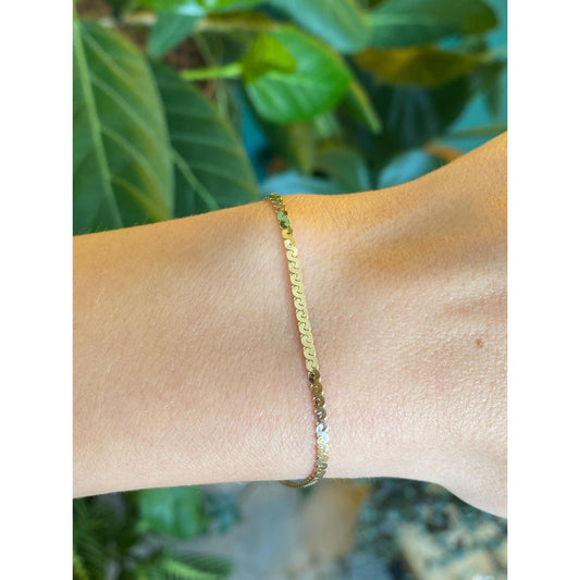 Vintage Solid 14k Yellow Gold Serpentine Chain Bracelet - 7.25 inches