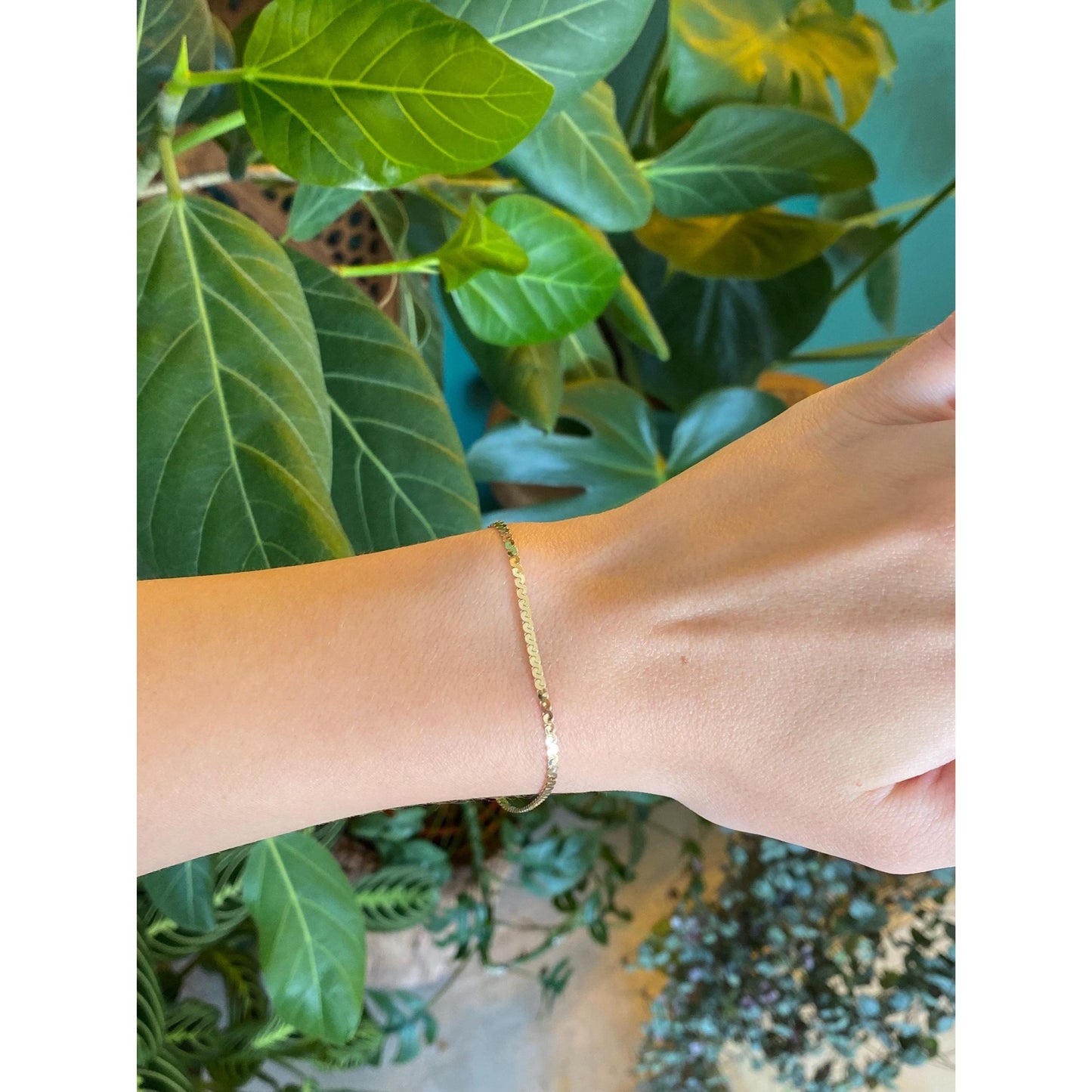 Vintage Solid 14k Yellow Gold Serpentine Chain Bracelet - 7.25 inches