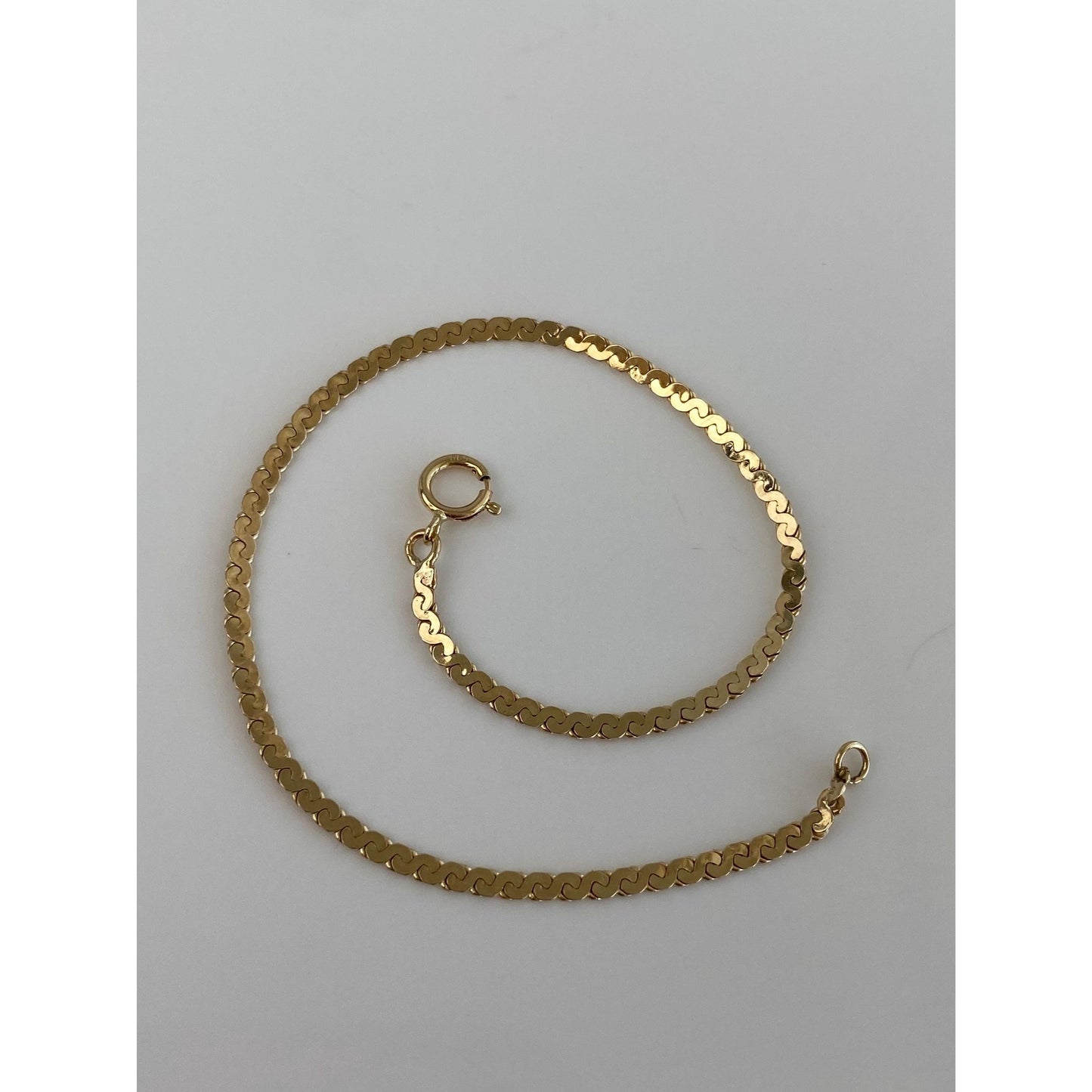 Vintage Solid 14k Yellow Gold Serpentine Chain Bracelet - 7.25 inches