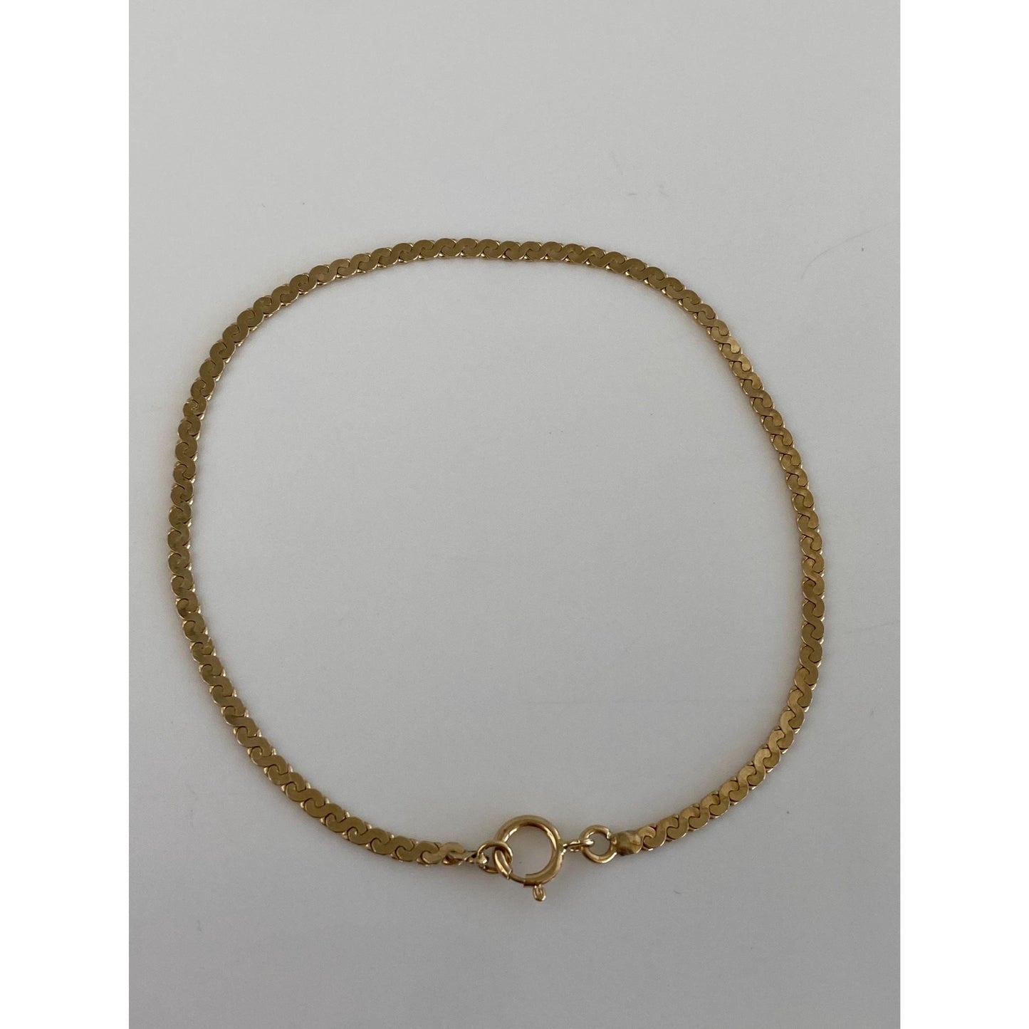 Vintage Solid 14k Yellow Gold Serpentine Chain Bracelet - 7.25 inches