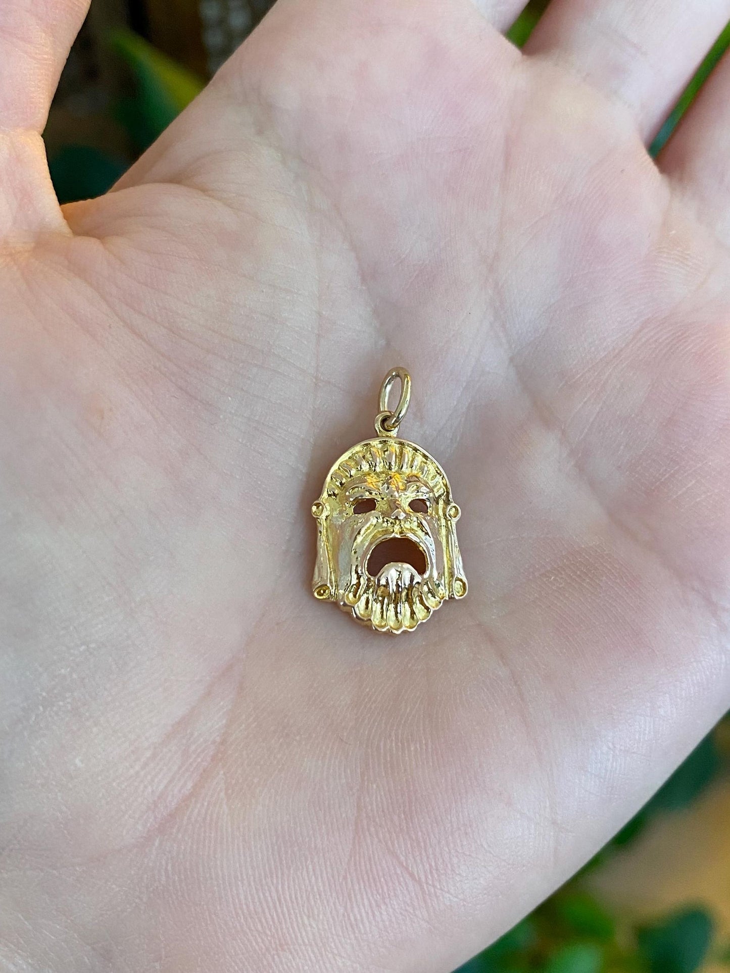 Vintage Solid 12k Yellow Mask Charm