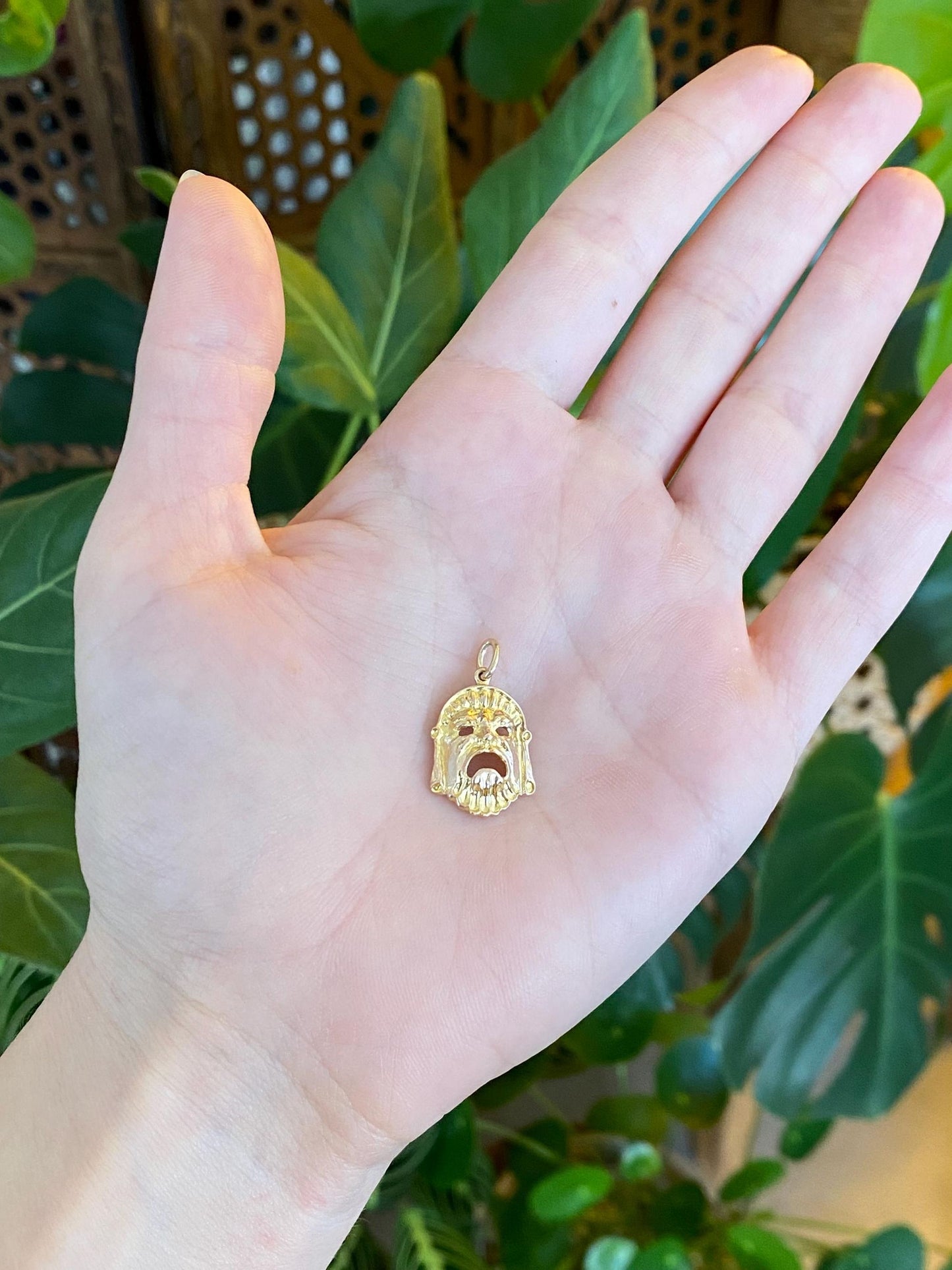 Vintage Solid 12k Yellow Mask Charm