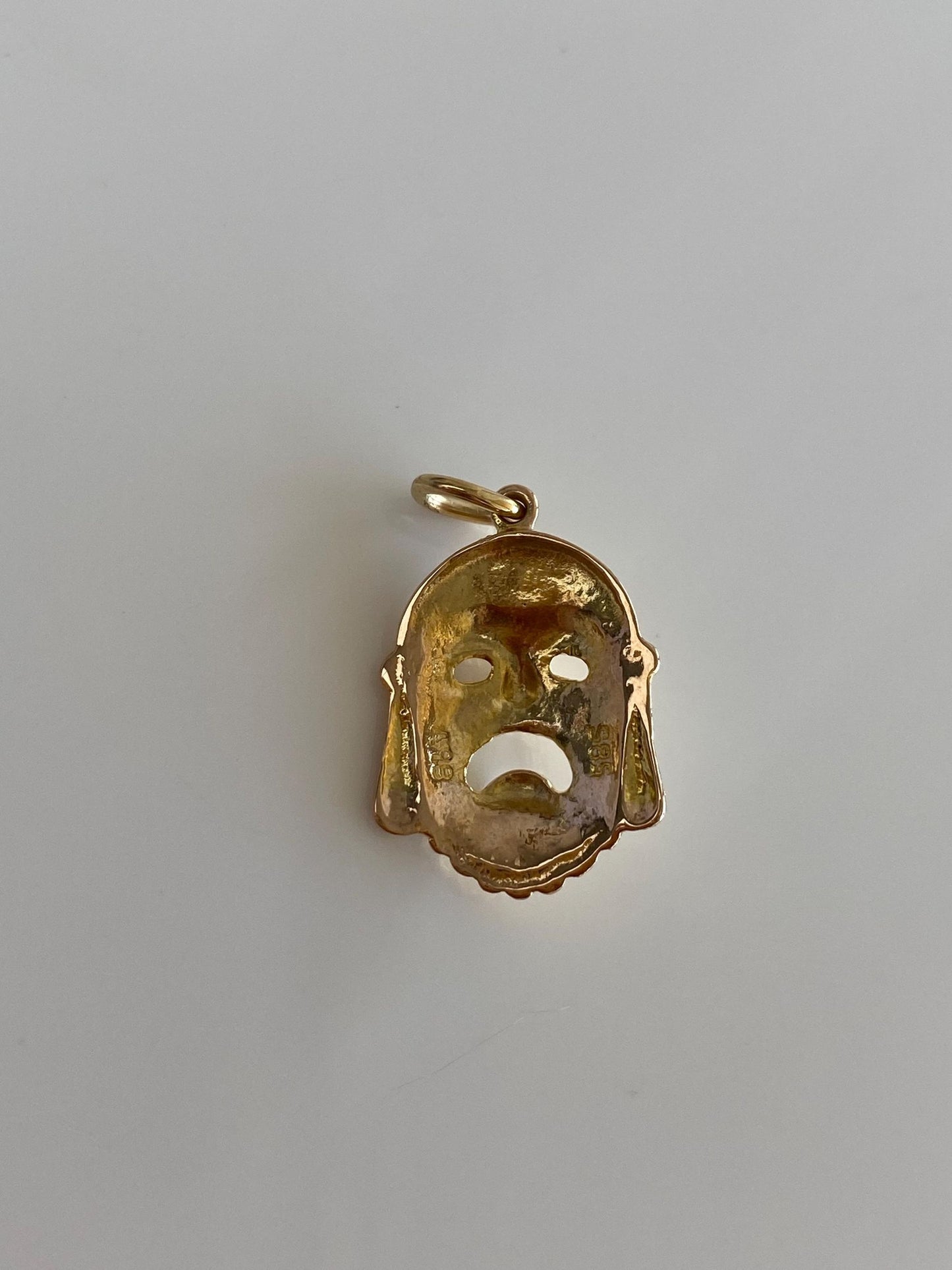 Vintage Solid 12k Yellow Mask Charm