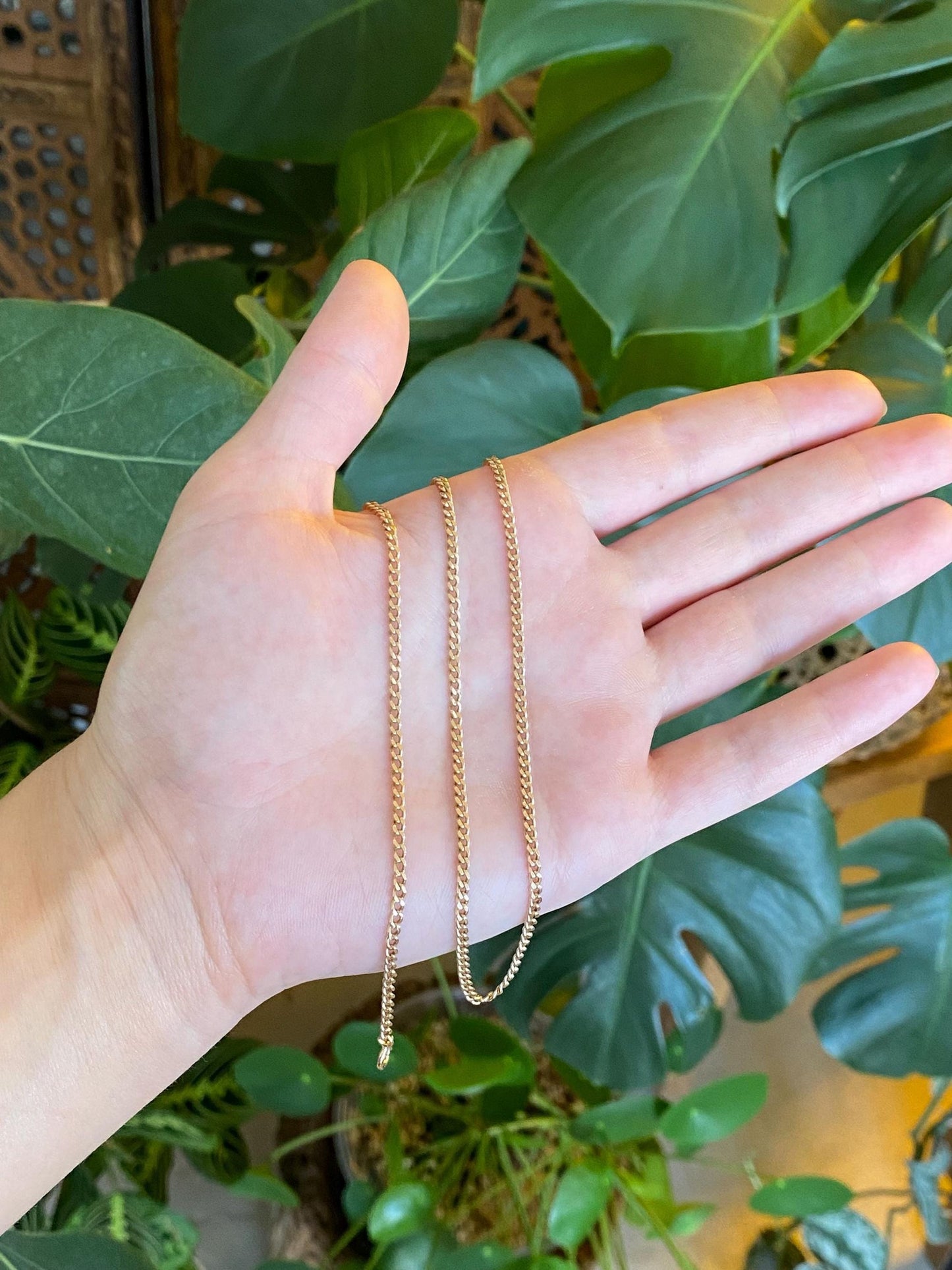 Vintage Solid 14k Yellow Gold Curb Chain Necklace - 20 inches