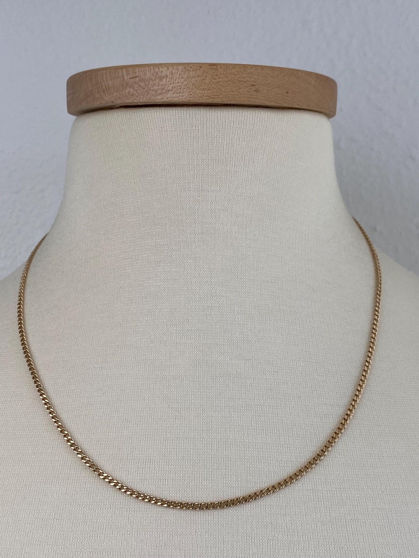 Vintage Solid 14k Yellow Gold Curb Chain Necklace - 20 inches