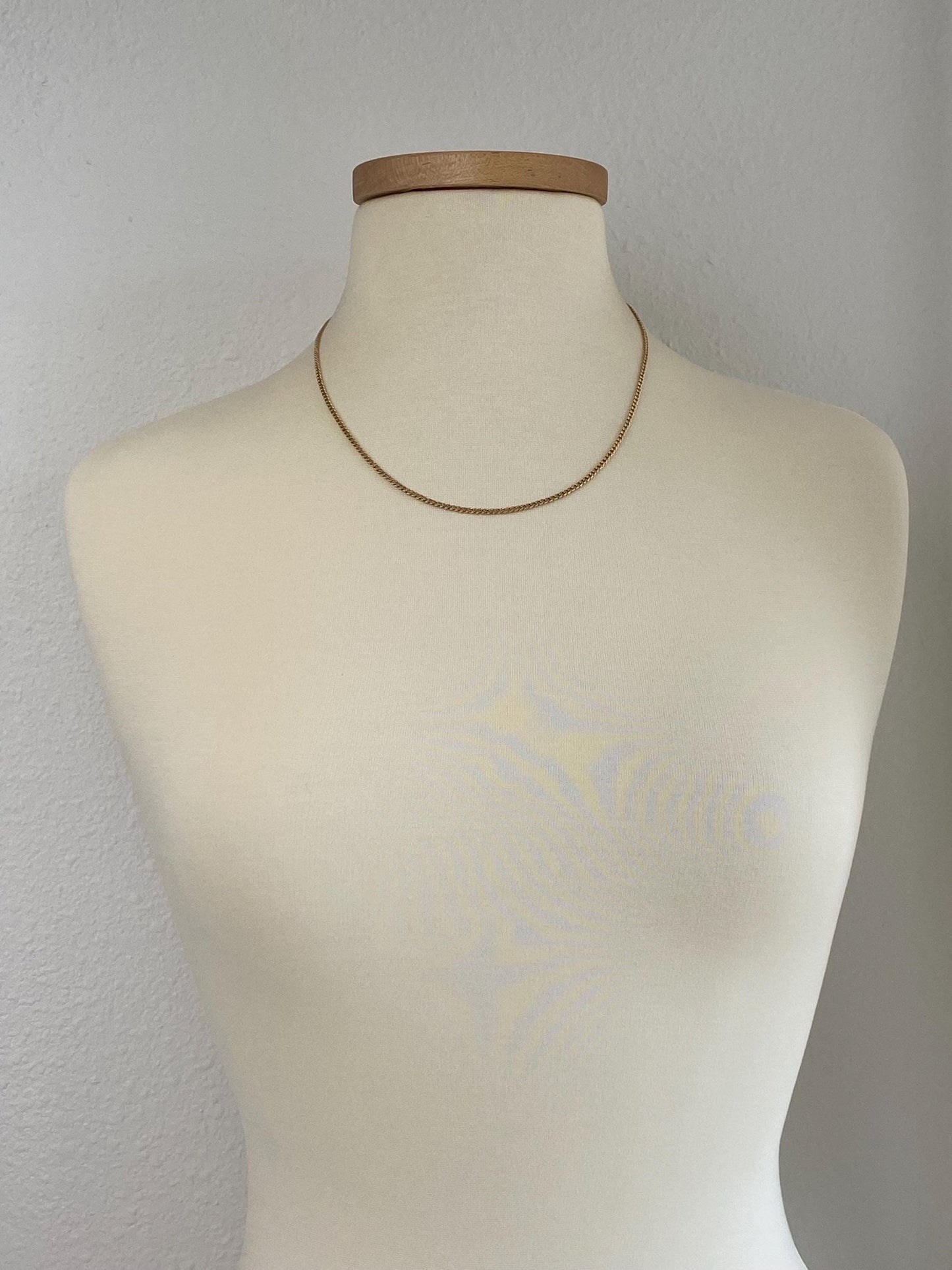 Vintage Solid 14k Yellow Gold Curb Chain Necklace - 20 inches