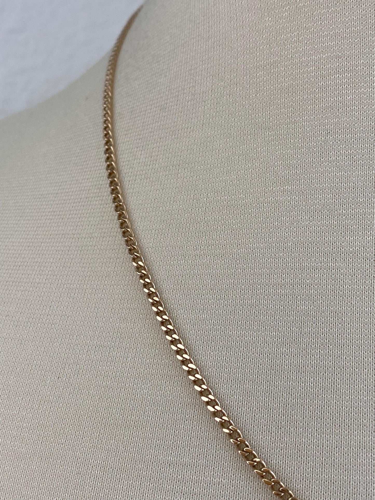 Vintage Solid 14k Yellow Gold Curb Chain Necklace - 20 inches