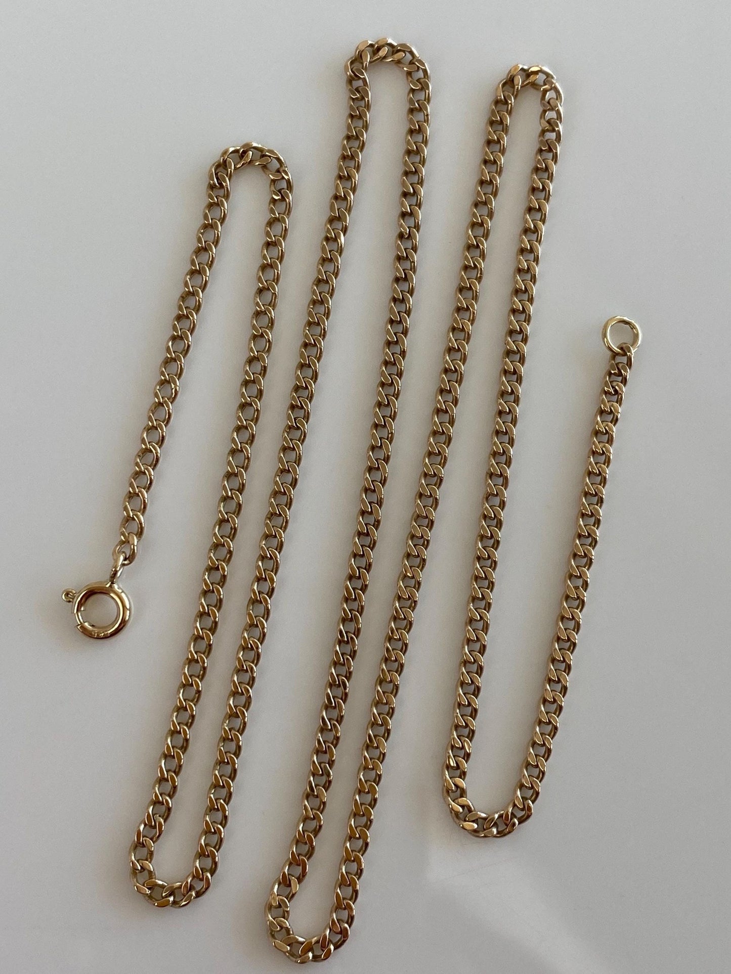 Vintage Solid 14k Yellow Gold Curb Chain Necklace - 20 inches