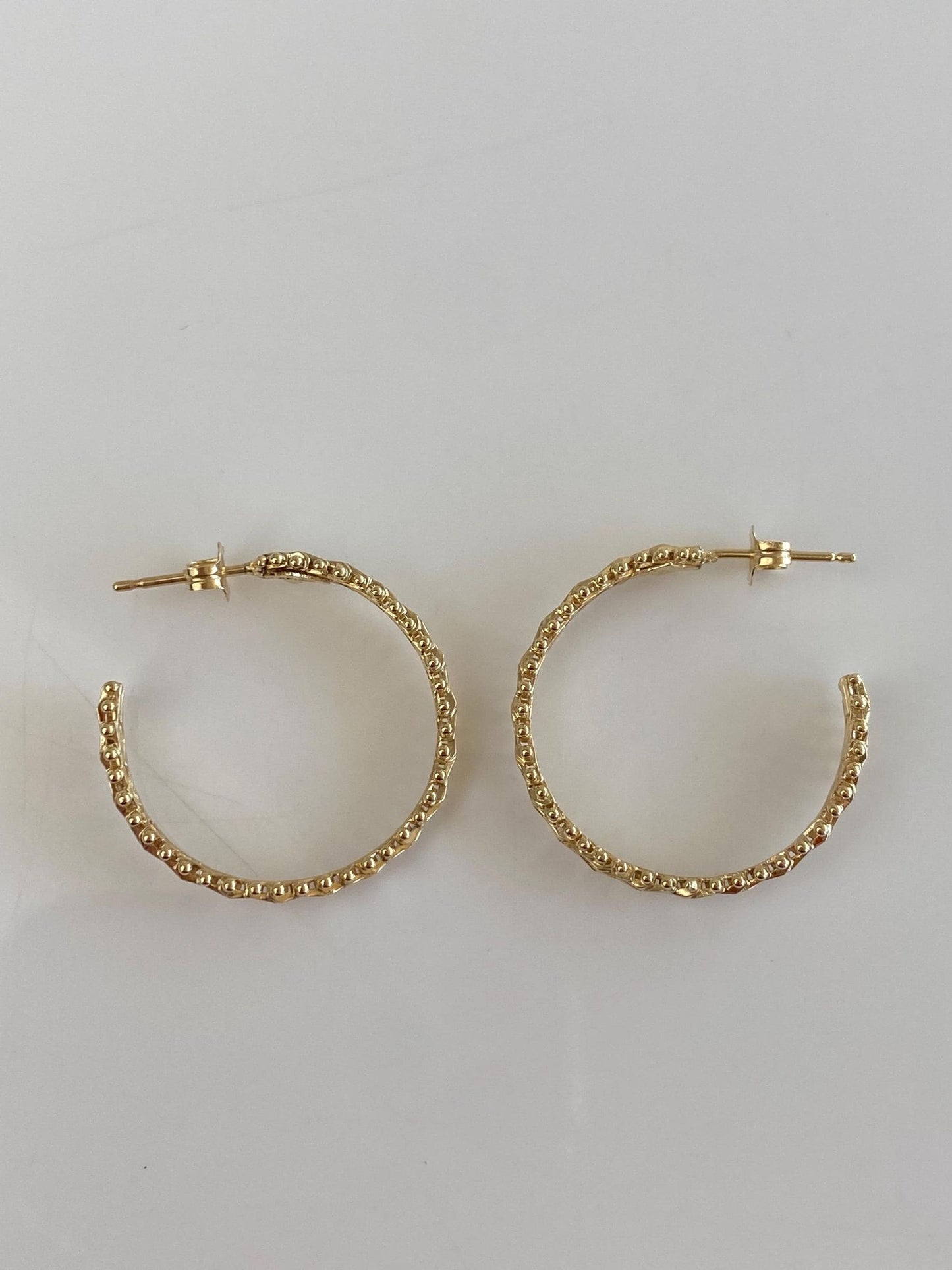 Vintage Solid 14k Yellow Gold Chain Mesh Hoop Earrings