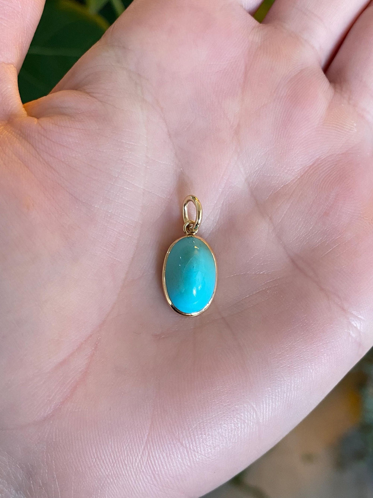 Vintage Solid 14k Yellow Gold Turquoise Stick Pin Conversion Charm