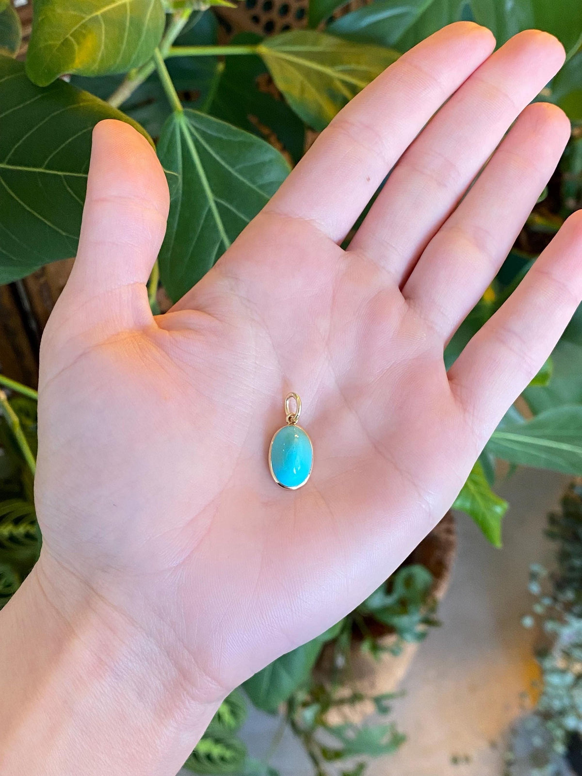 Vintage Solid 14k Yellow Gold Turquoise Stick Pin Conversion Charm