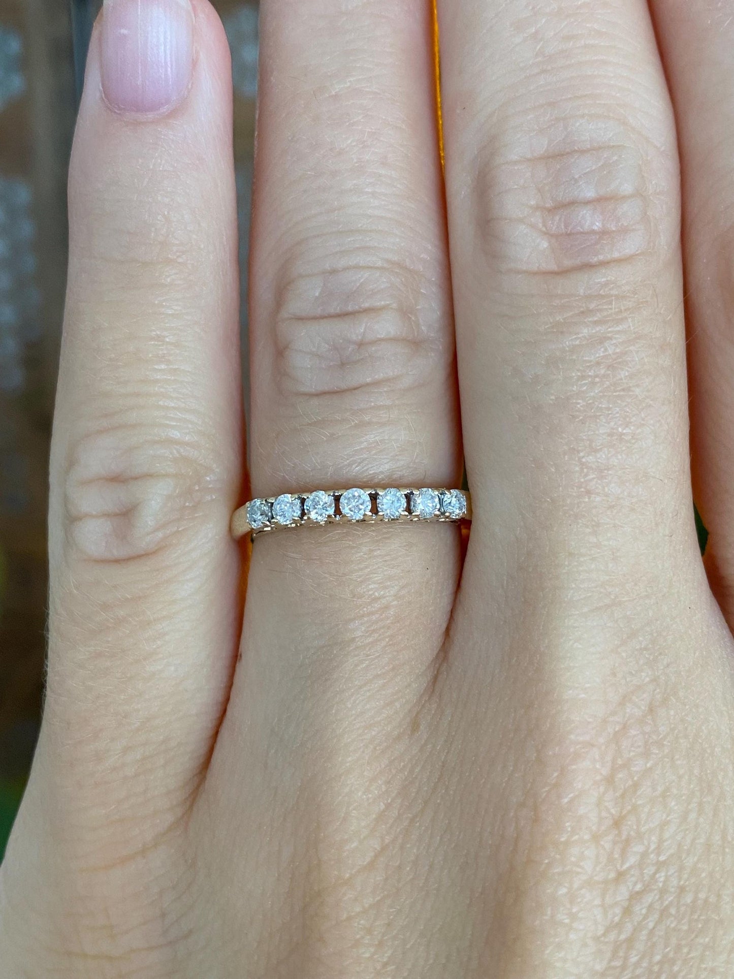 Vintage Solid 10k Yellow Gold Diamond Ring Band - Size 5.75