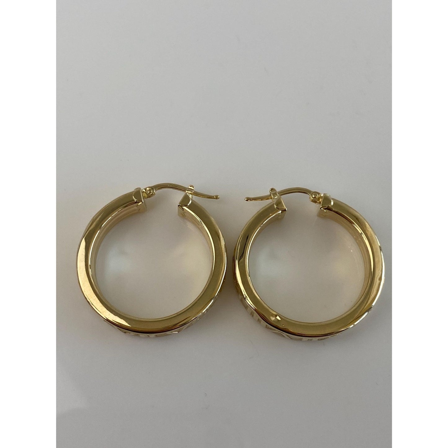 Vintage 14k Yellow Gold Roman Numeral Hoop Earrings