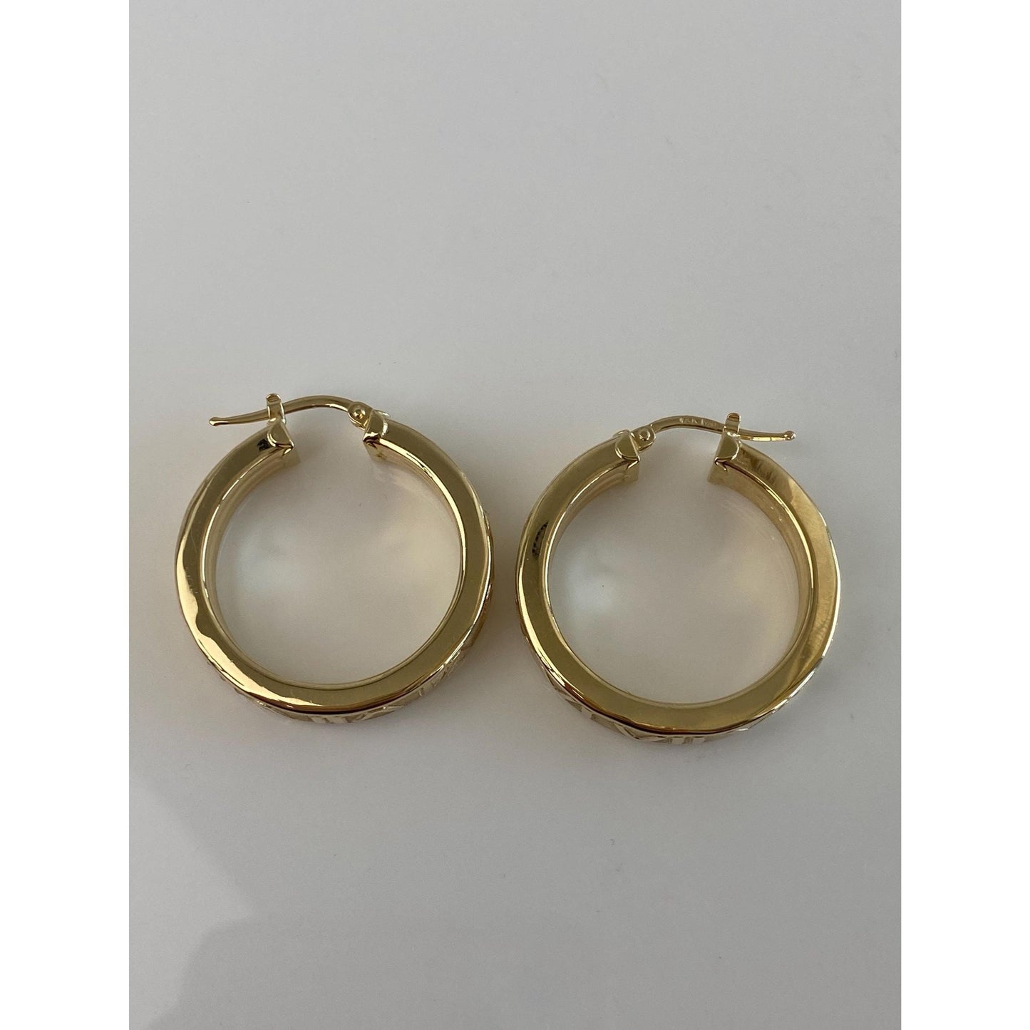 Vintage 14k Yellow Gold Roman Numeral Hoop Earrings