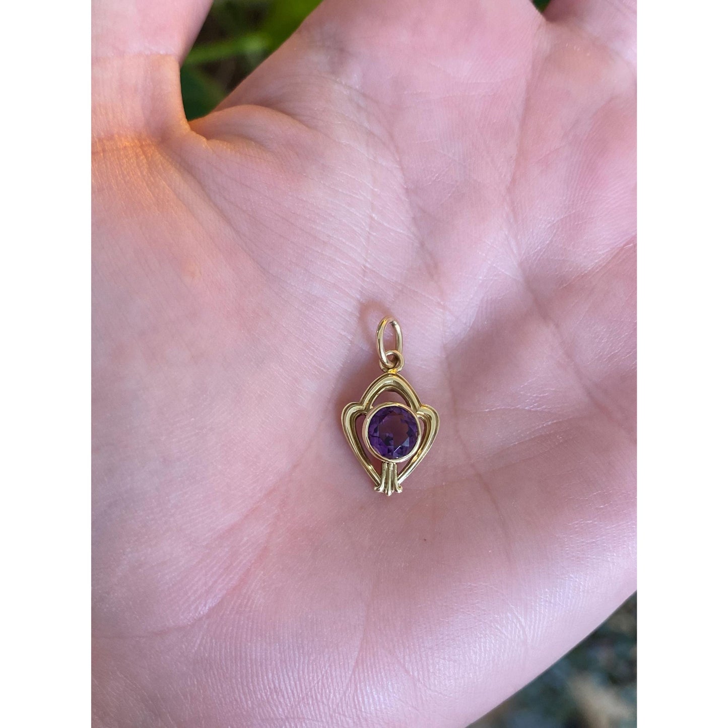 Vintage Solid 14k Yellow Gold Amethyst Stick Pin Conversion Charm