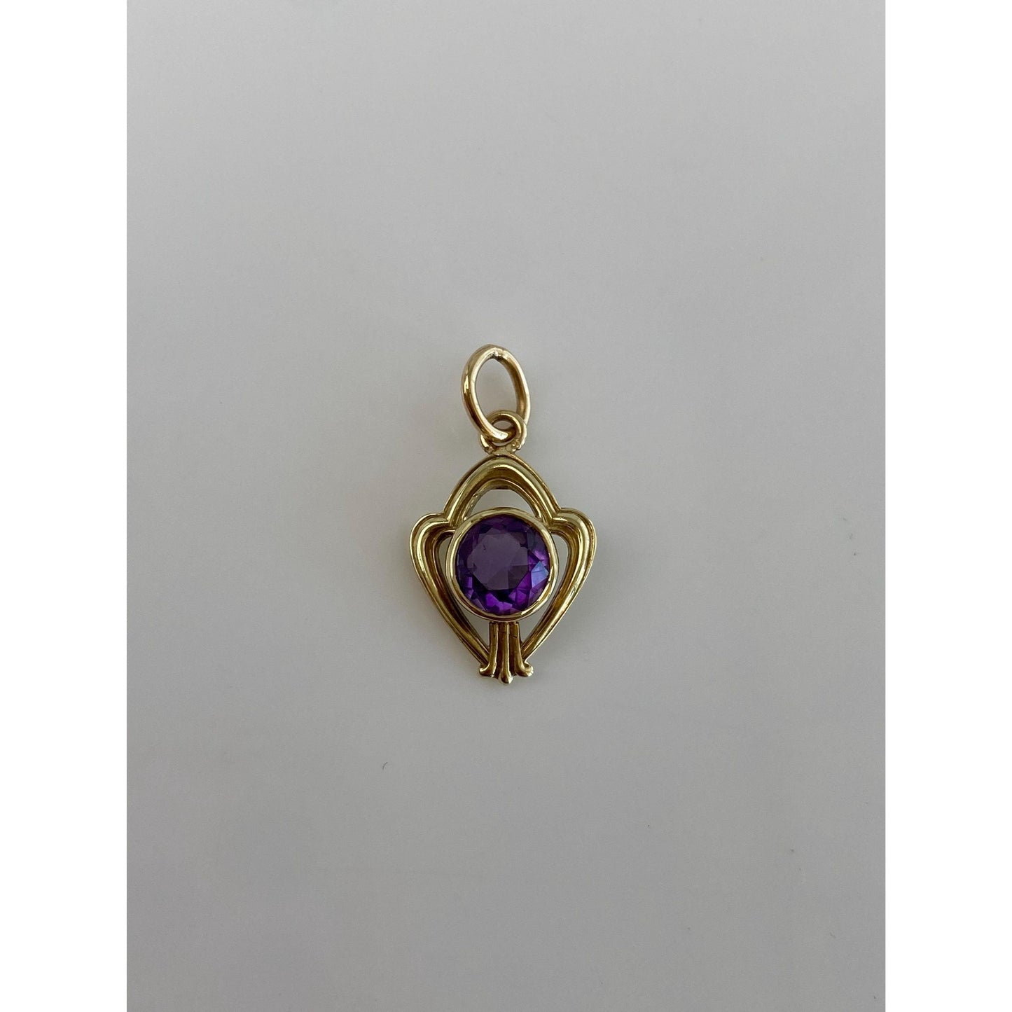 Vintage Solid 14k Yellow Gold Amethyst Stick Pin Conversion Charm