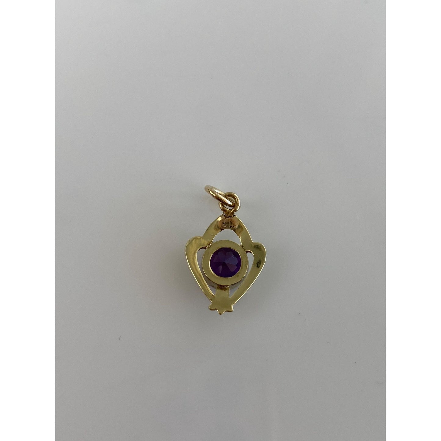 Vintage Solid 14k Yellow Gold Amethyst Stick Pin Conversion Charm