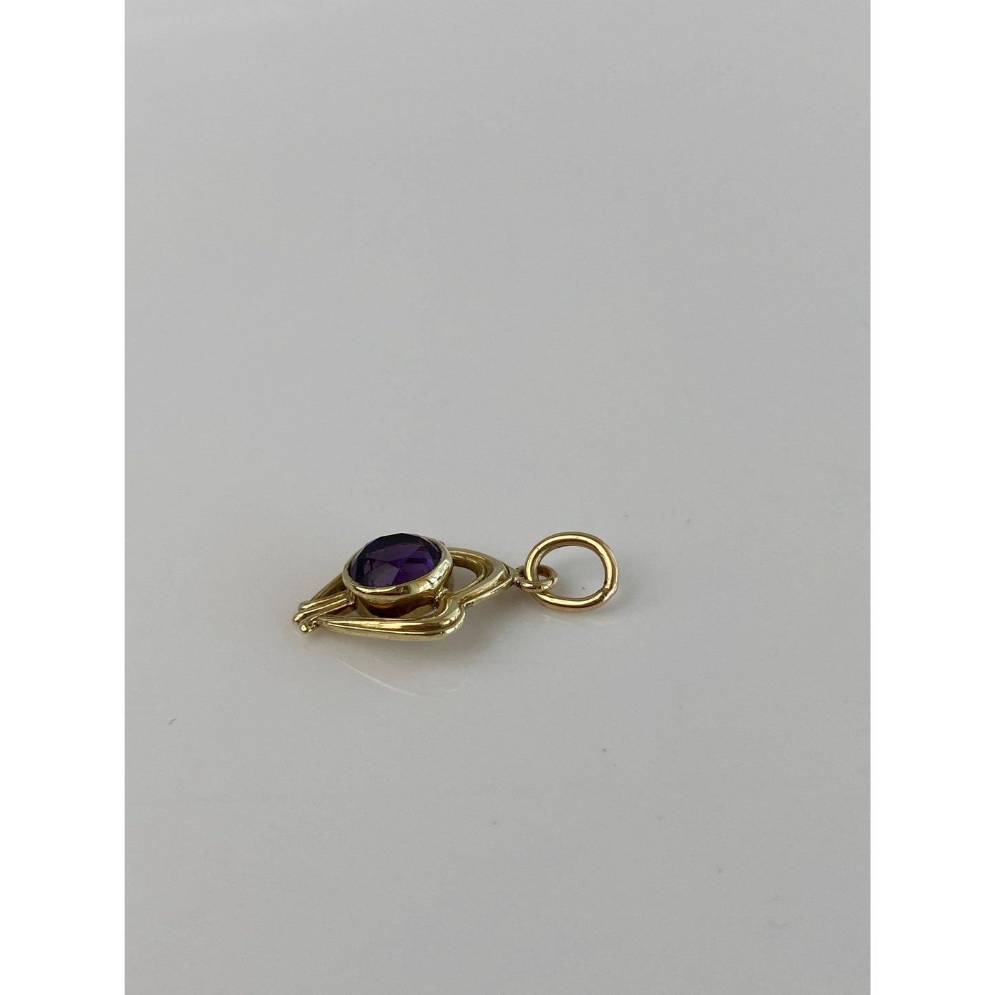 Vintage Solid 14k Yellow Gold Amethyst Stick Pin Conversion Charm