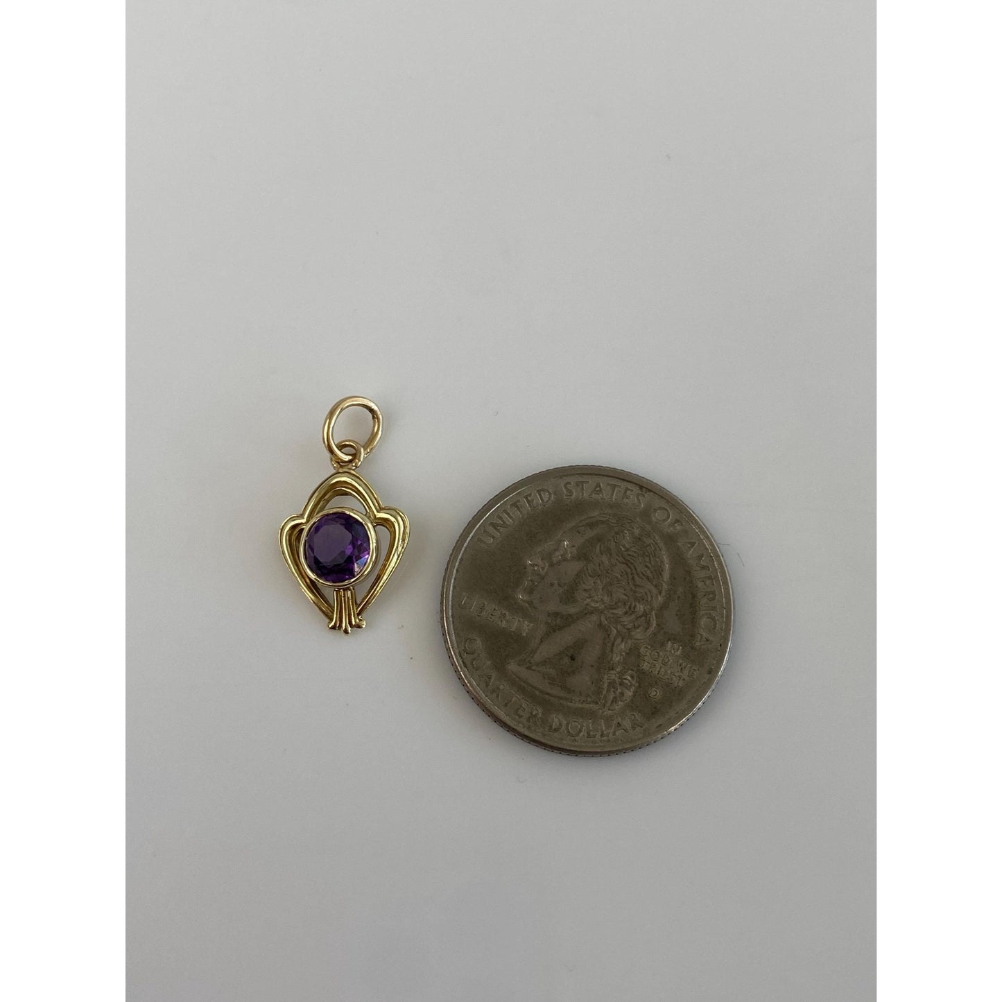 Vintage Solid 14k Yellow Gold Amethyst Stick Pin Conversion Charm