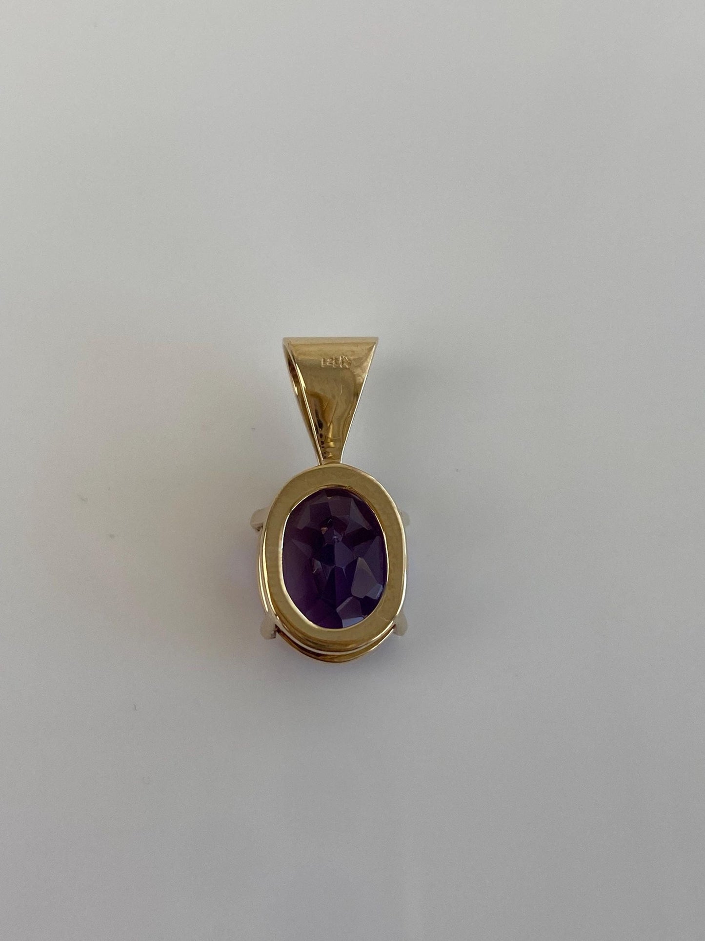 Vintage Solid 14k Yellow Gold Diamond Amethyst Charm