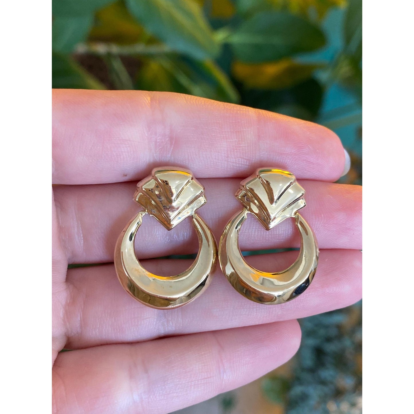 Vintage 14k Yellow Gold Fluted Dangle Stud Earrings