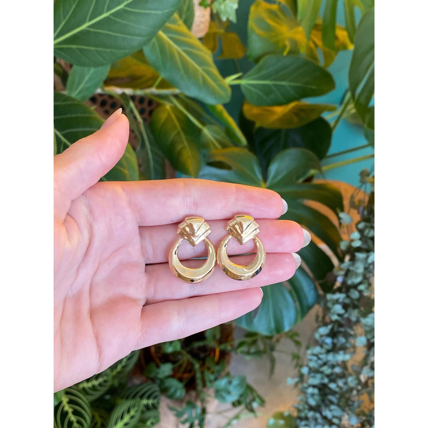 Vintage 14k Yellow Gold Fluted Dangle Stud Earrings