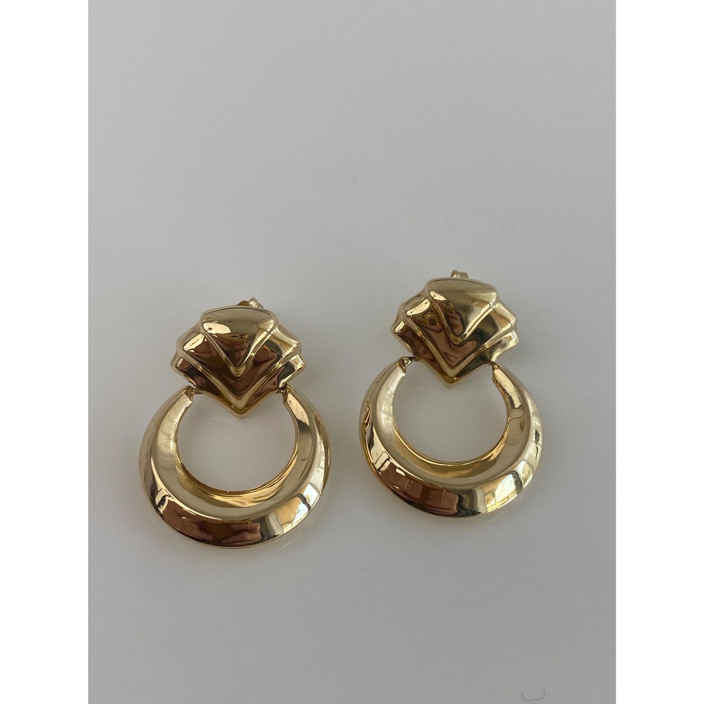 Vintage 14k Yellow Gold Fluted Dangle Stud Earrings